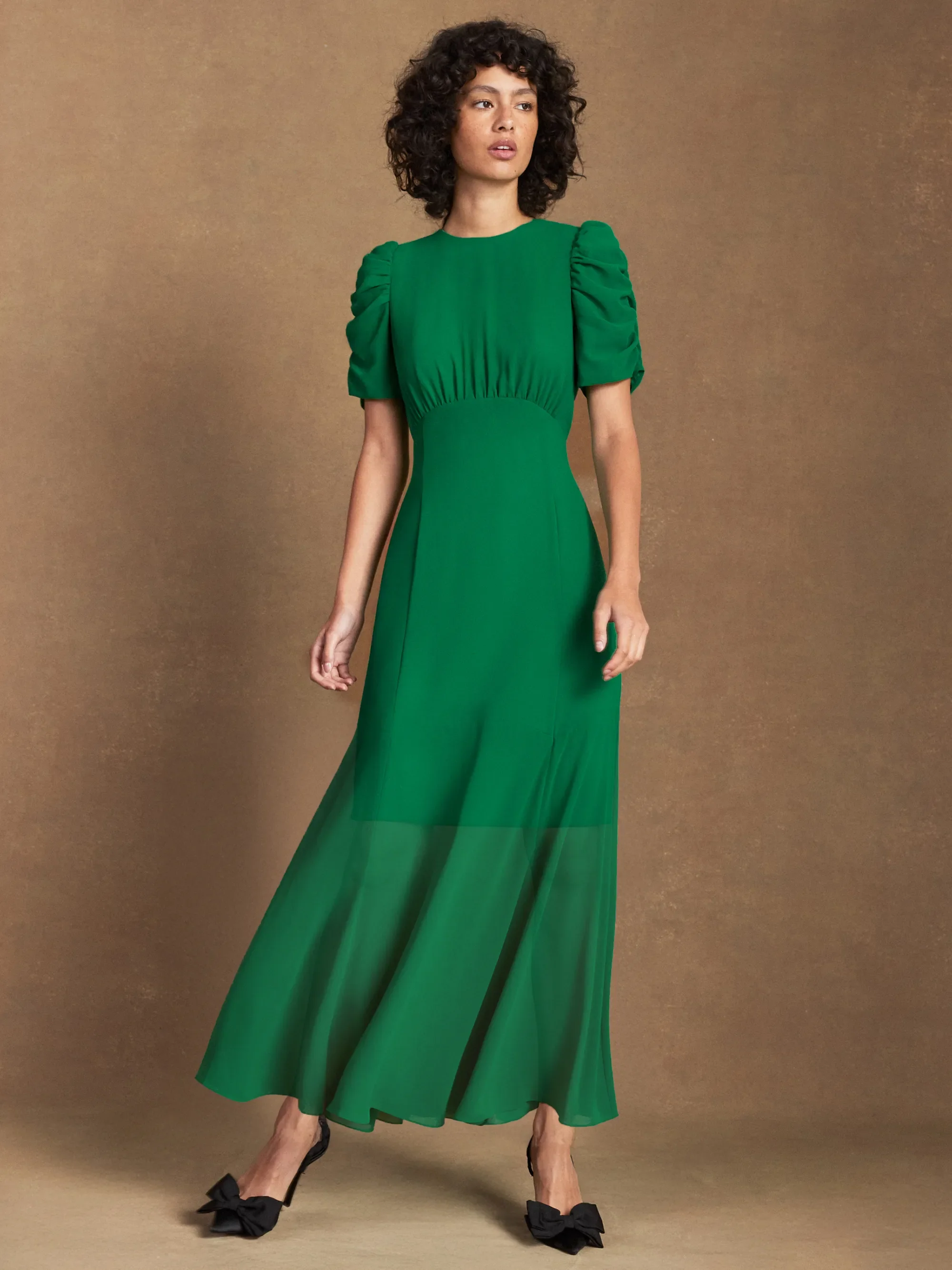 Belle Green Puff-Sleeve Dress - Image 4