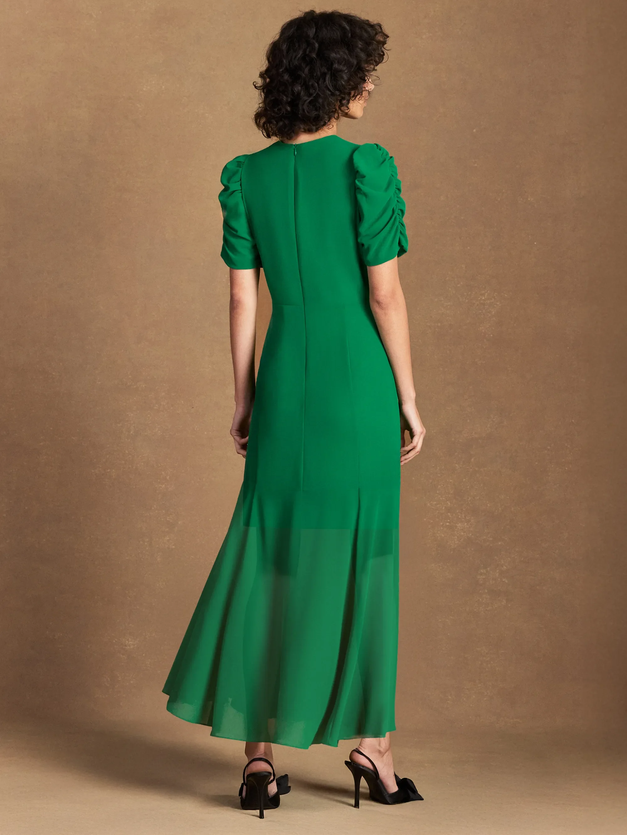 Belle Green Puff-Sleeve Dress - Image 5