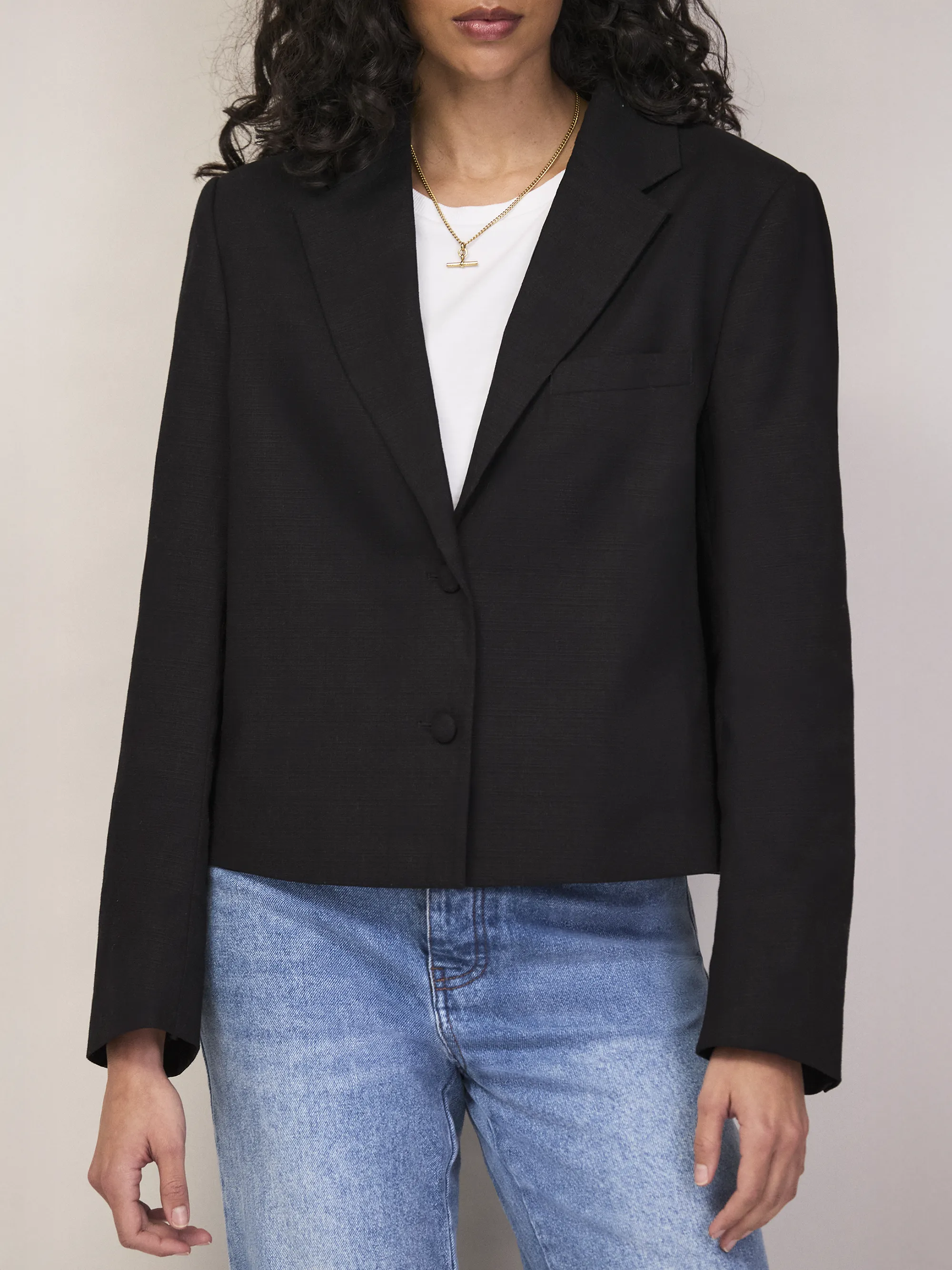 Black Cropped Blazer - Image 3