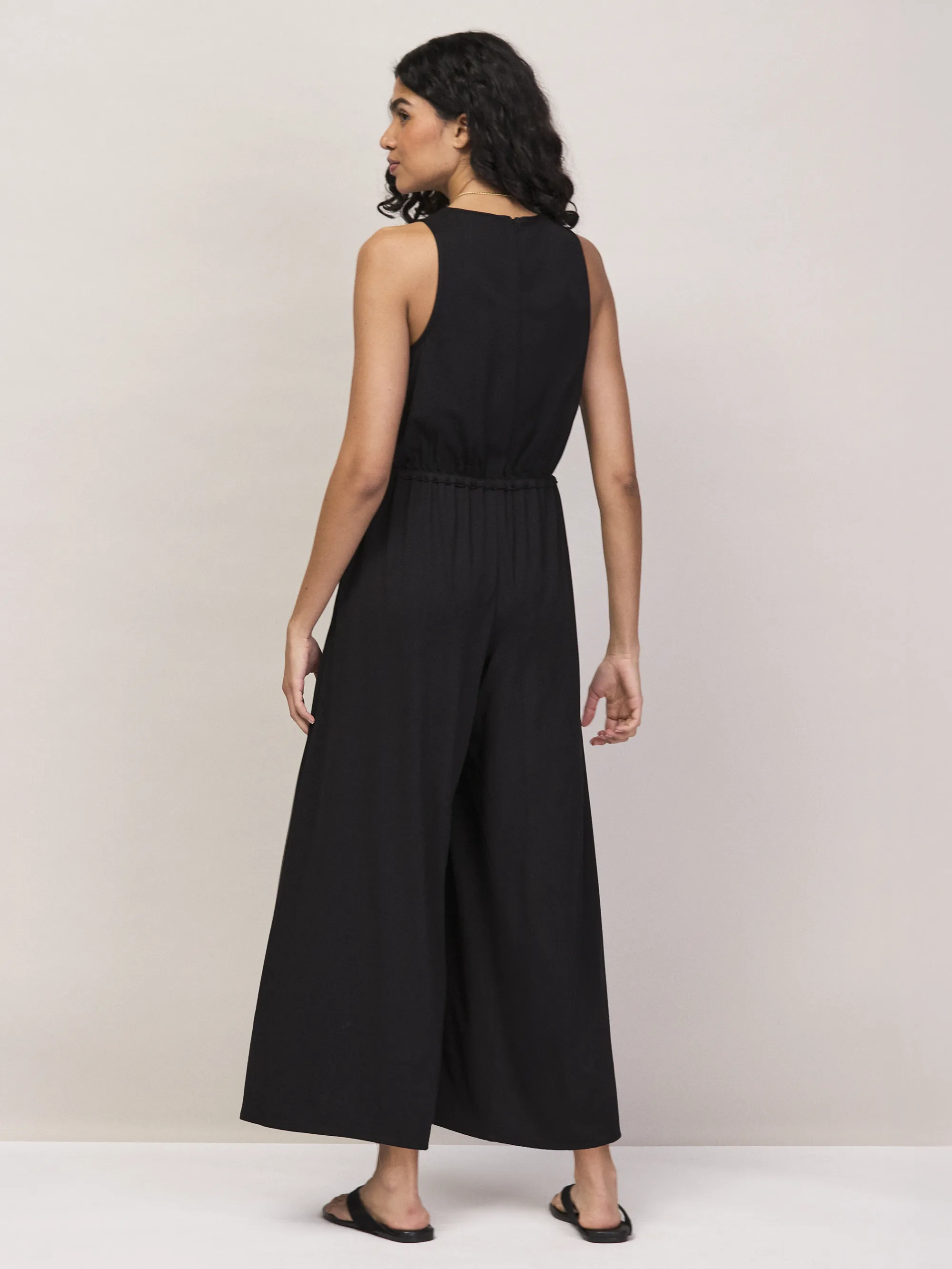Black Jersey Drawstring Jumpsuit - Image 5