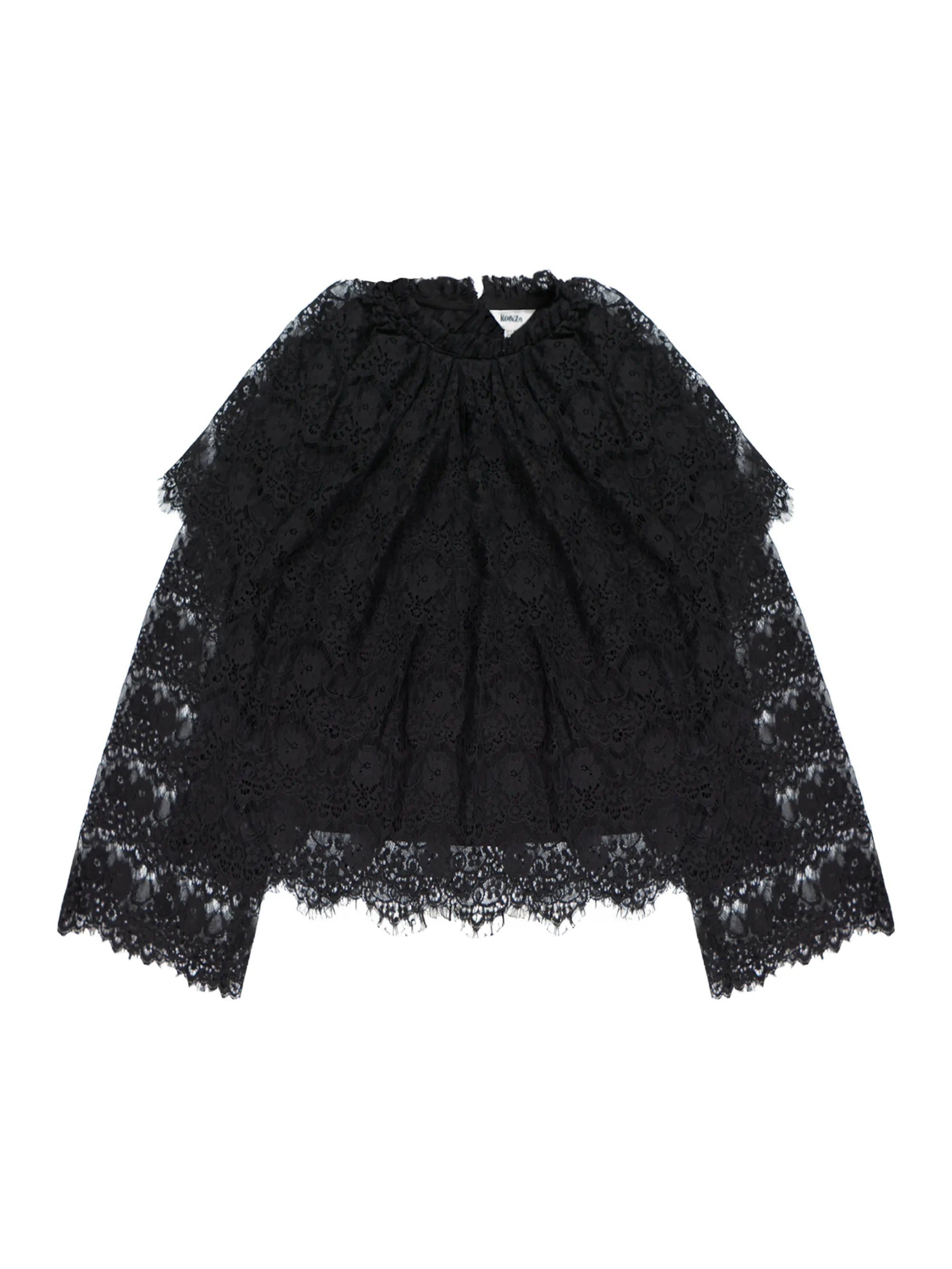 Black Lace Overlay Blouse - Image 4