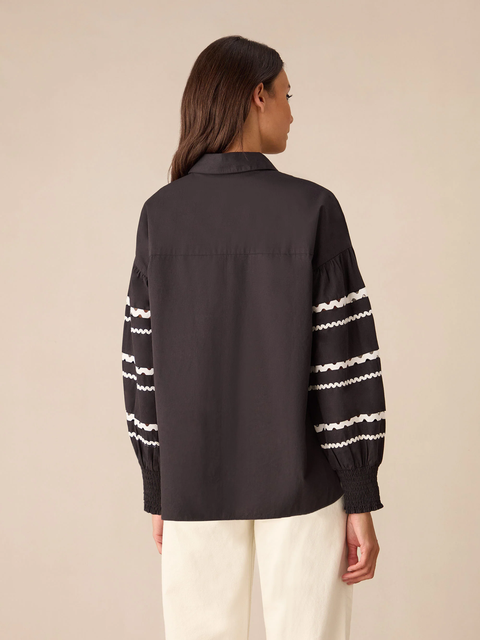 Black Trim Insert Sleeve Shirt - Image 6