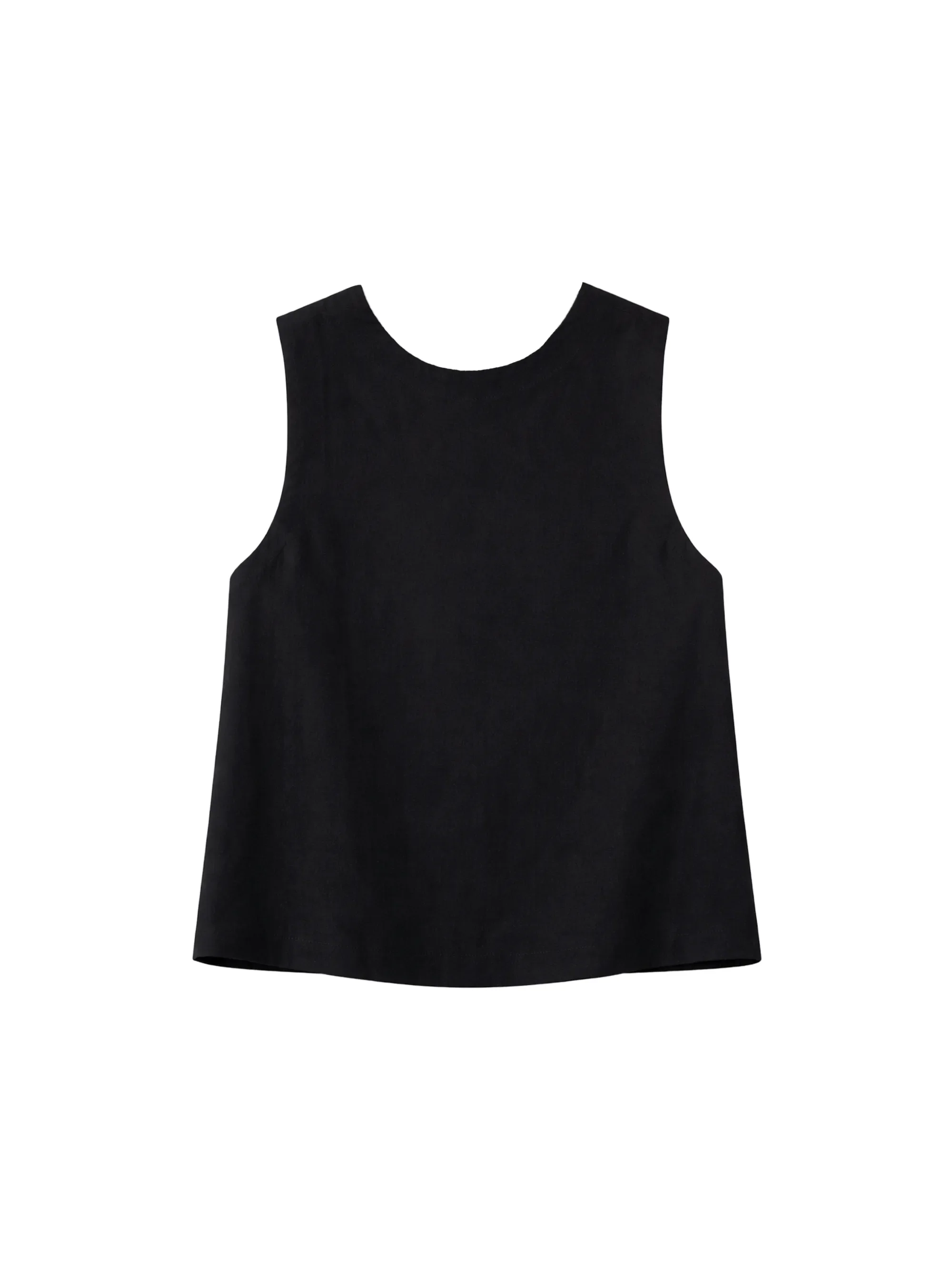 Black Twist Back Shell Top With Linen - Image 4
