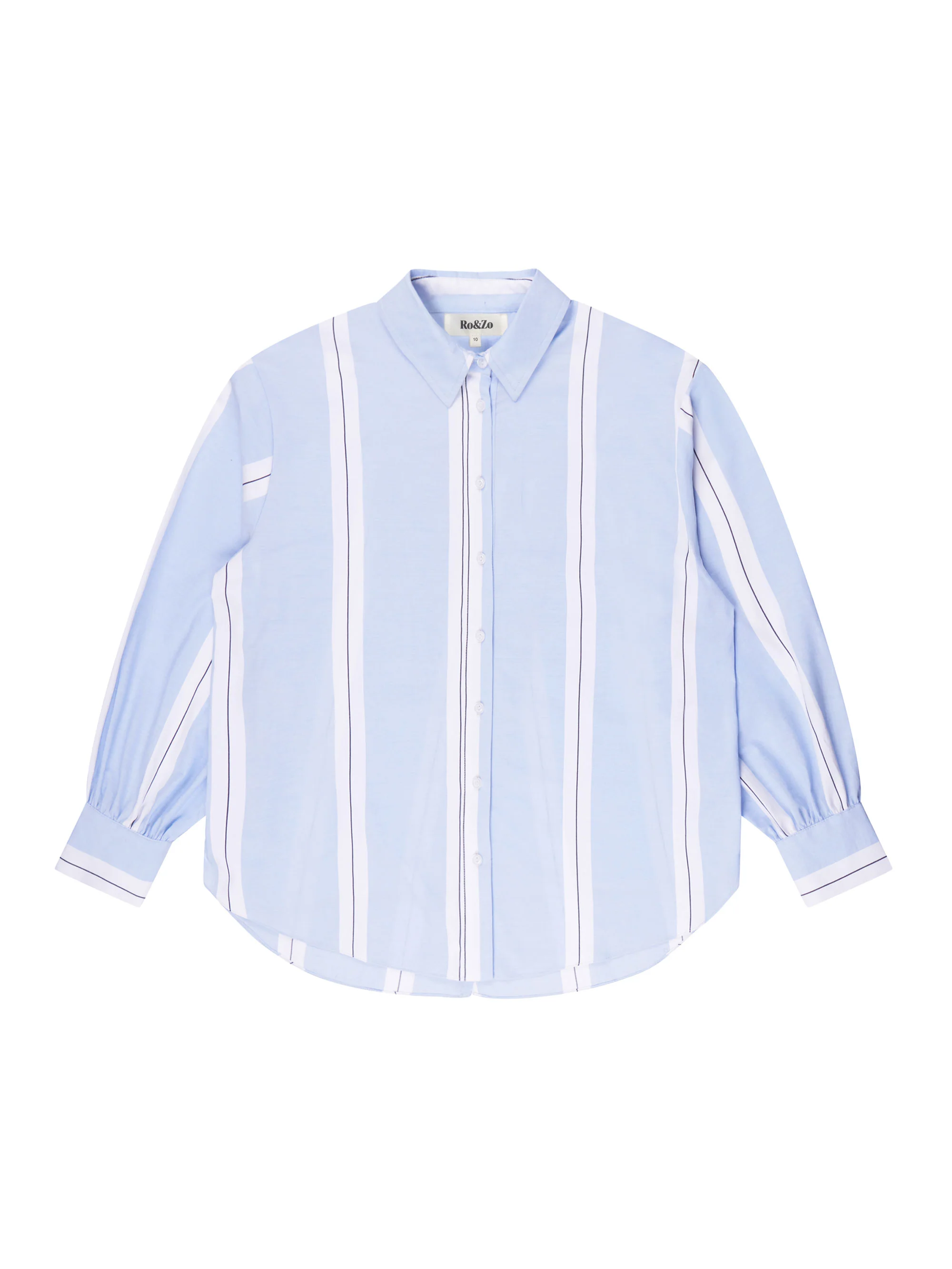 Blue Striped Cross Over Back Cotton Shirt - Image 4