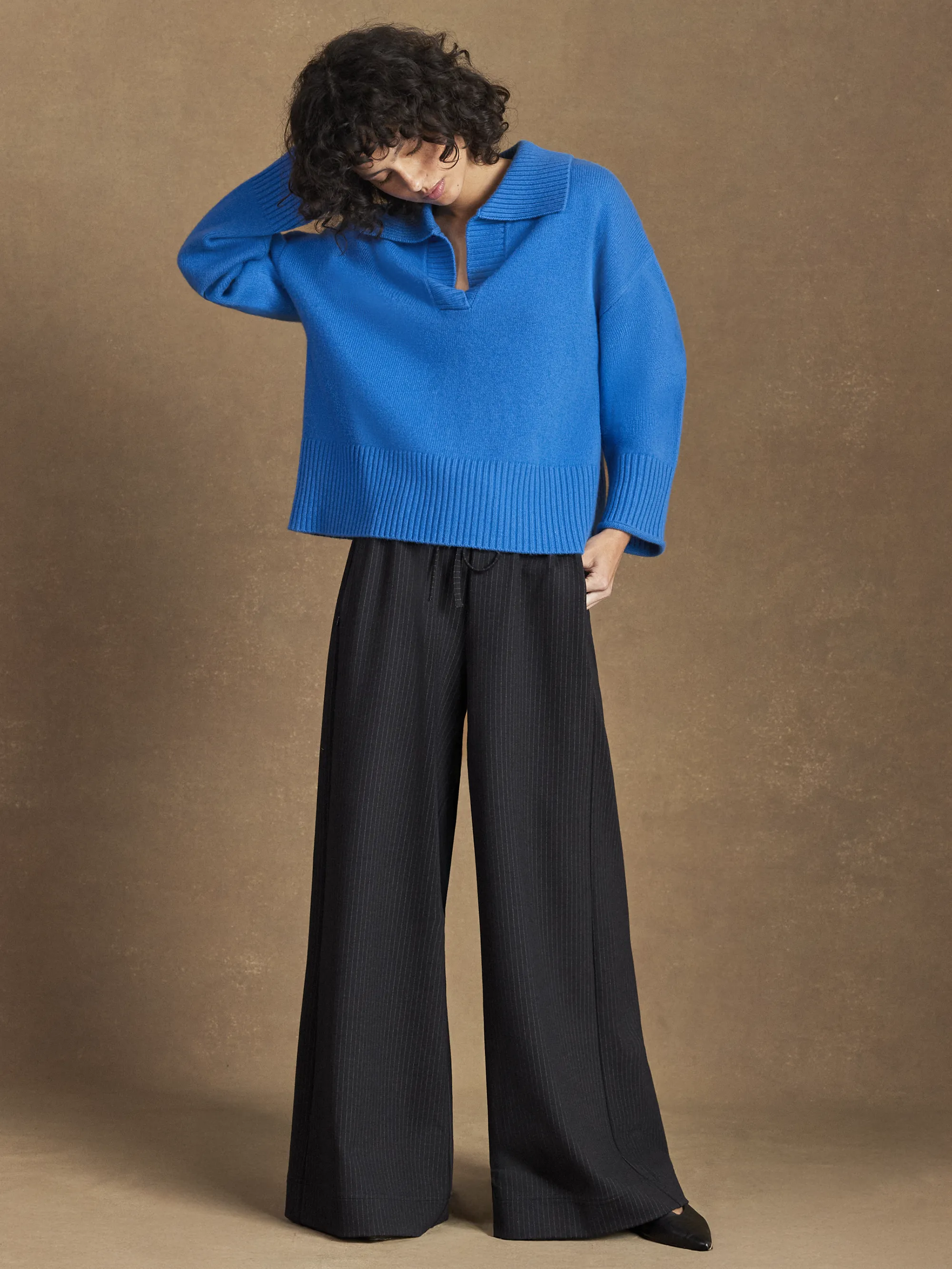 Cobalt Collar Jumper With Cashmere - Image 3