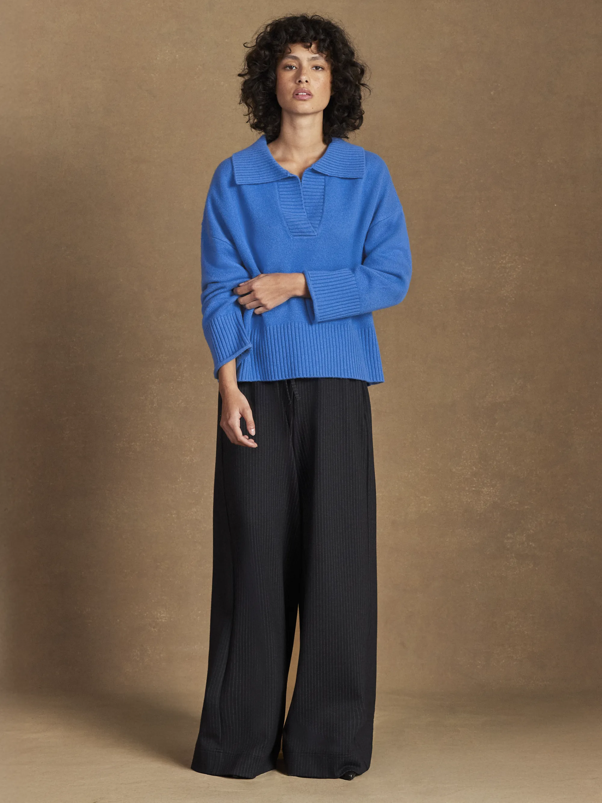 Cobalt Collar Jumper With Cashmere - Image 4