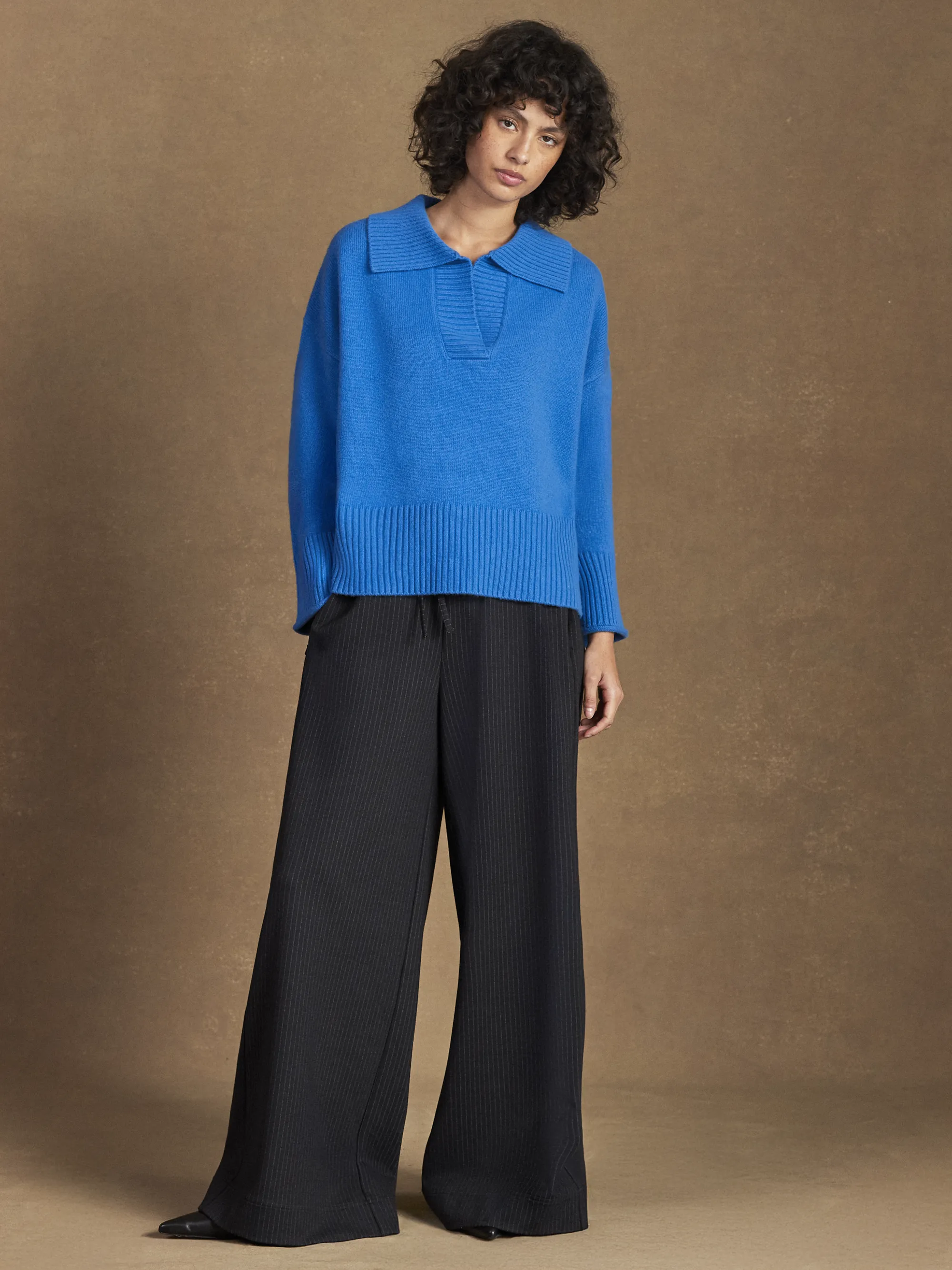 Cobalt Collar Jumper With Cashmere - Image 5