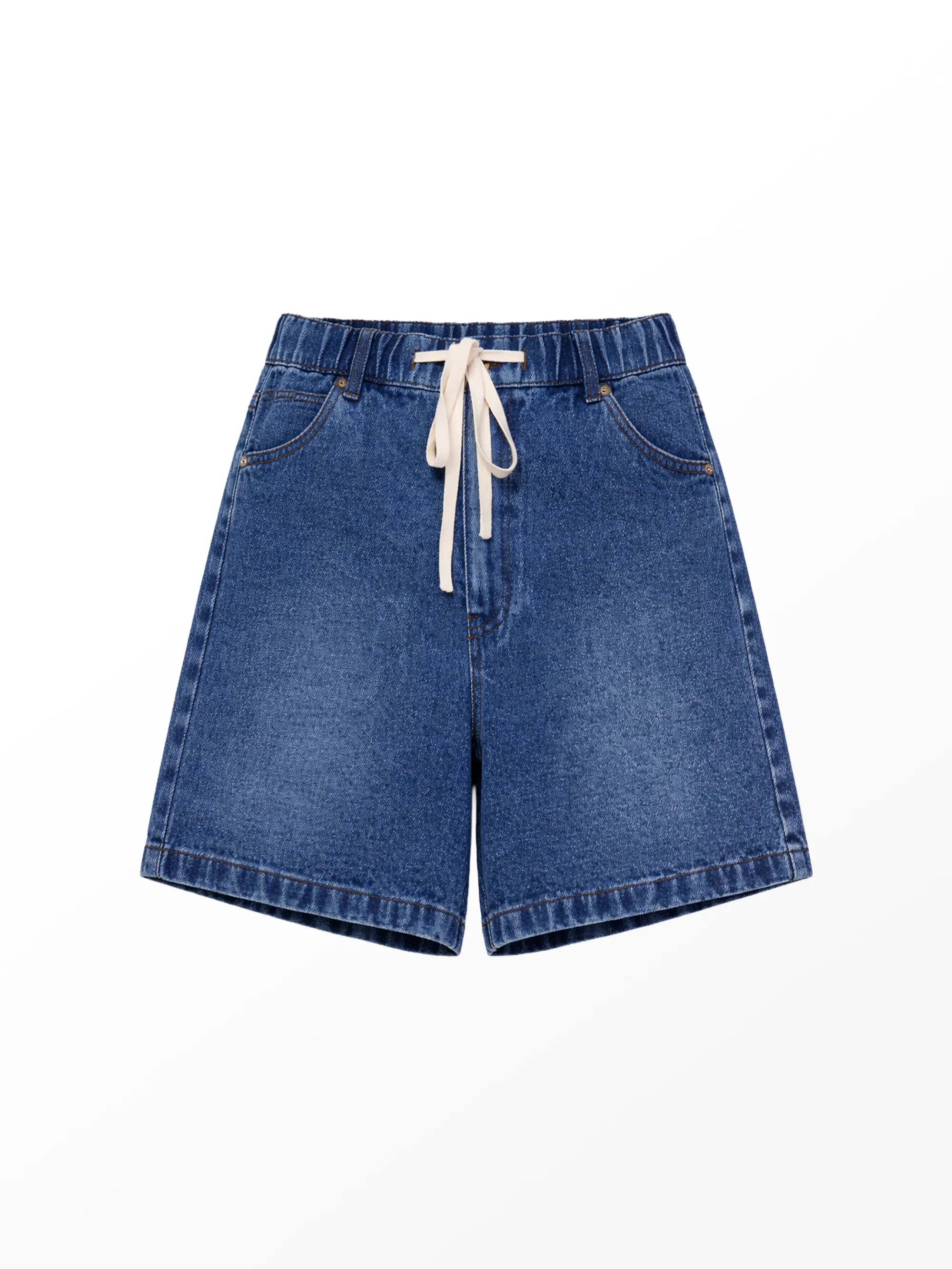 Blue Denim Drawstring Shorts - Image 6