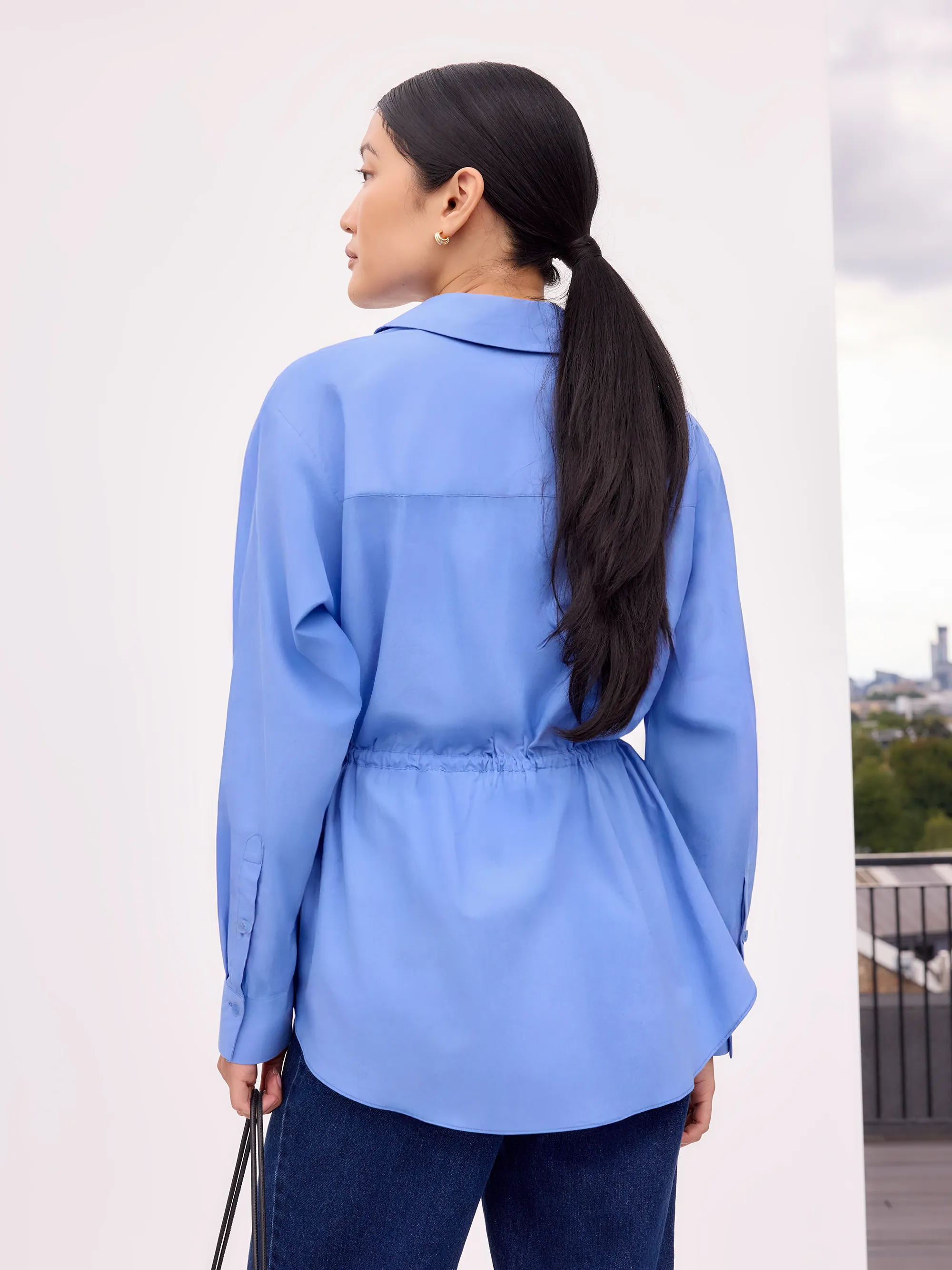 Blue Gathered Waist Shirt - Image 6