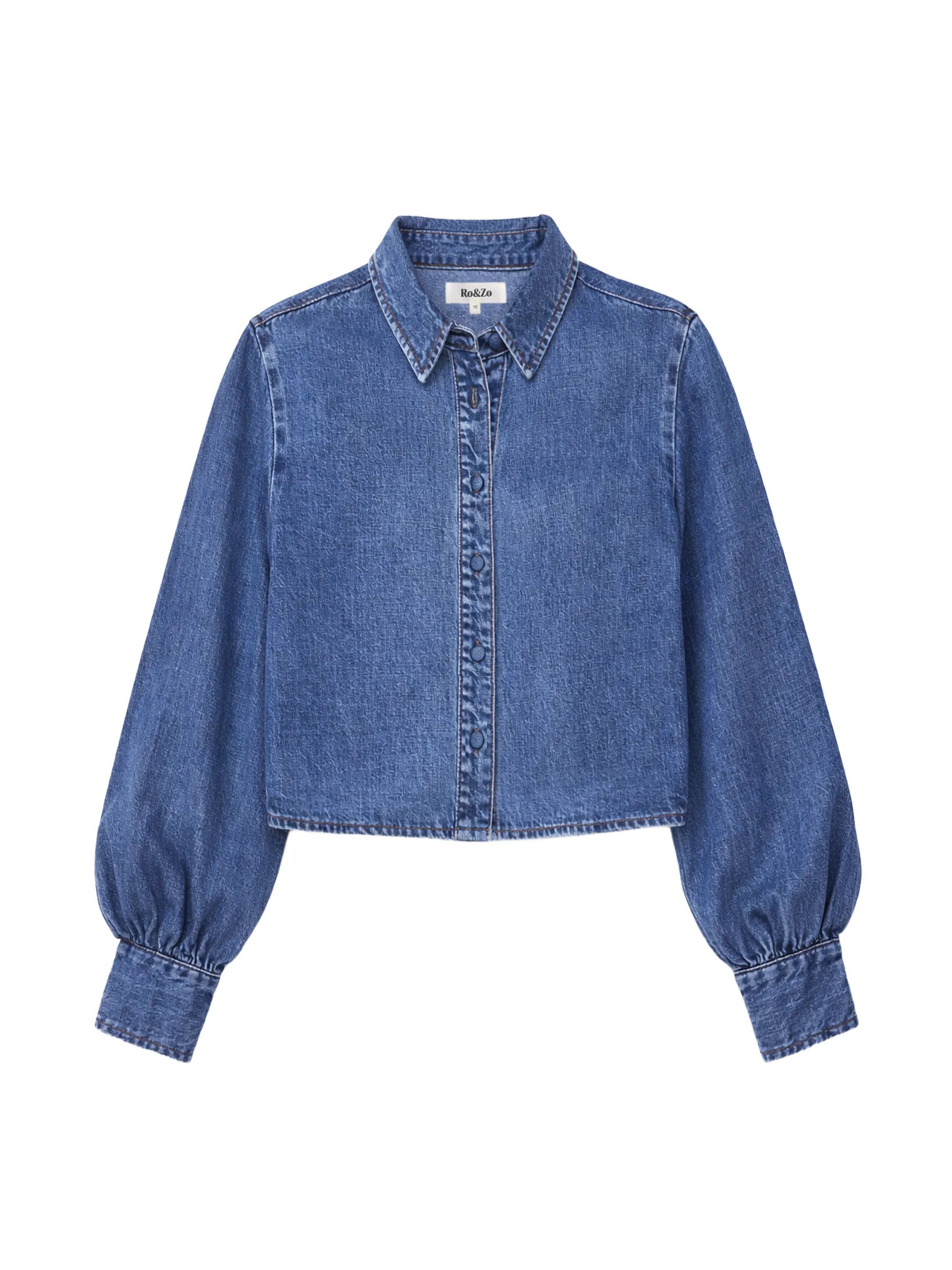 Blue Lyocell Denim Cropped Shirt - Image 5