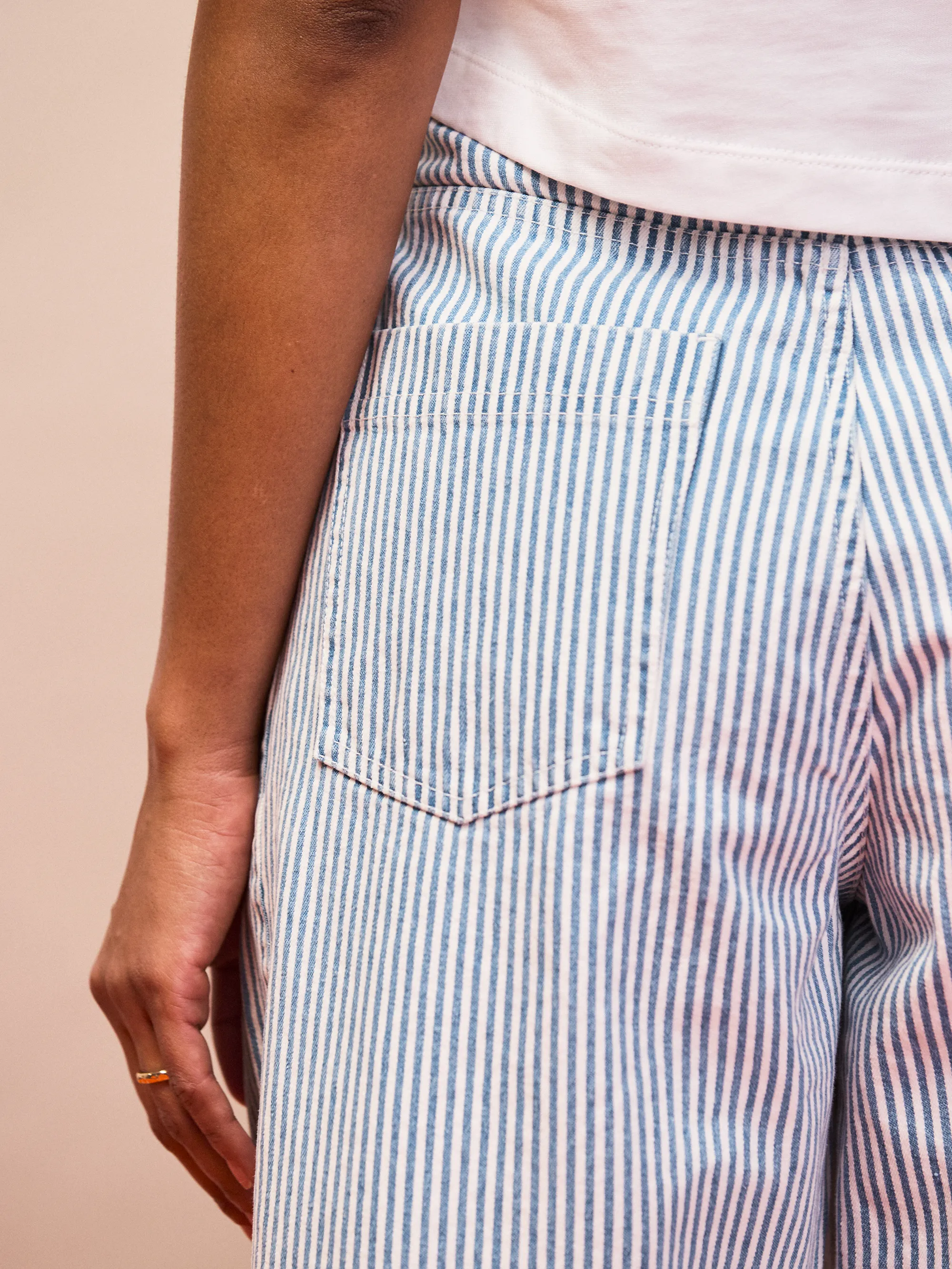 Blue Stripe Barrel Leg Jeans - Image 3