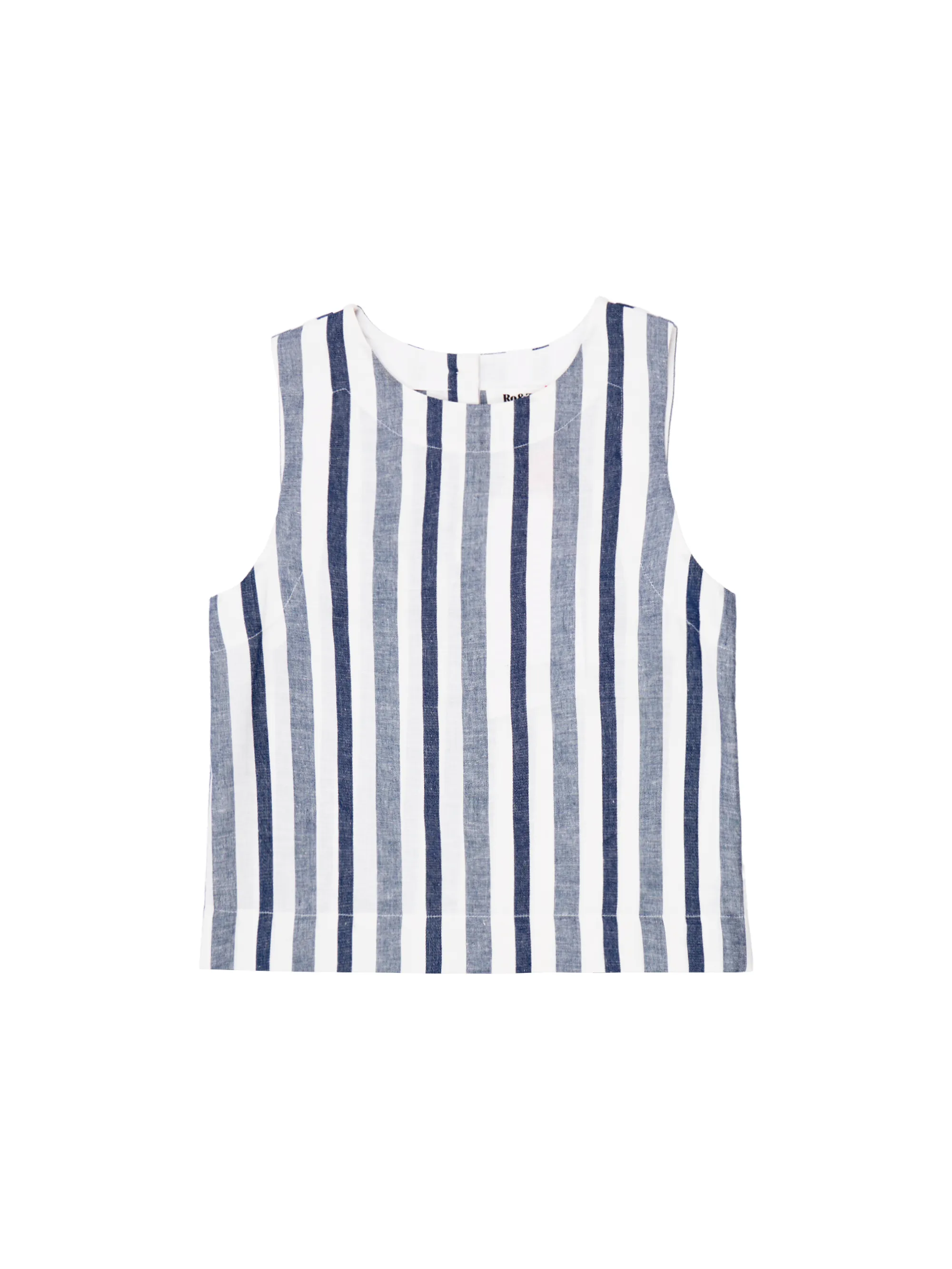 Blue Stripe Linen Blend Shell Top - Image 5