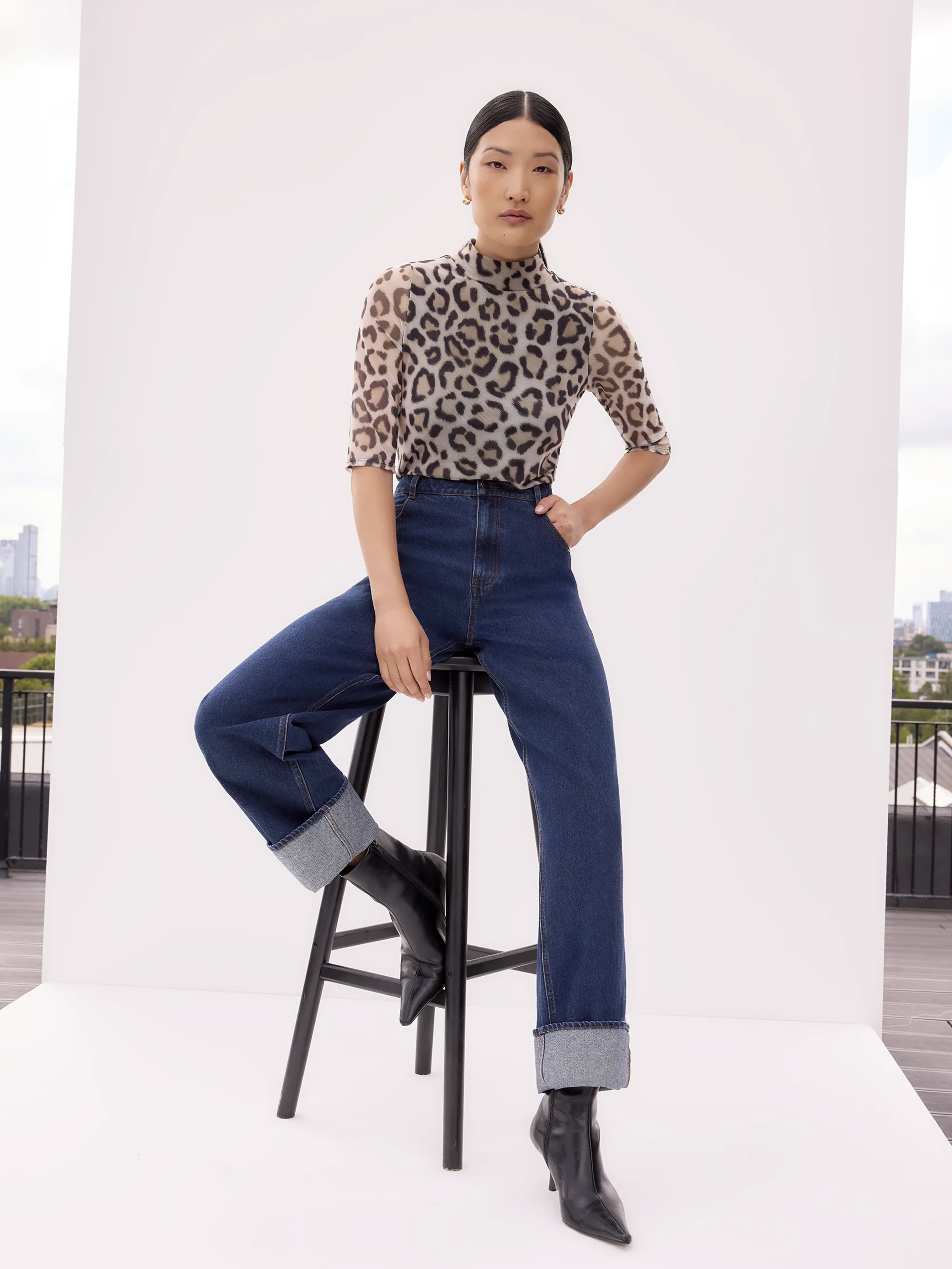 Brown Leopard Print Mesh Top - Image 4
