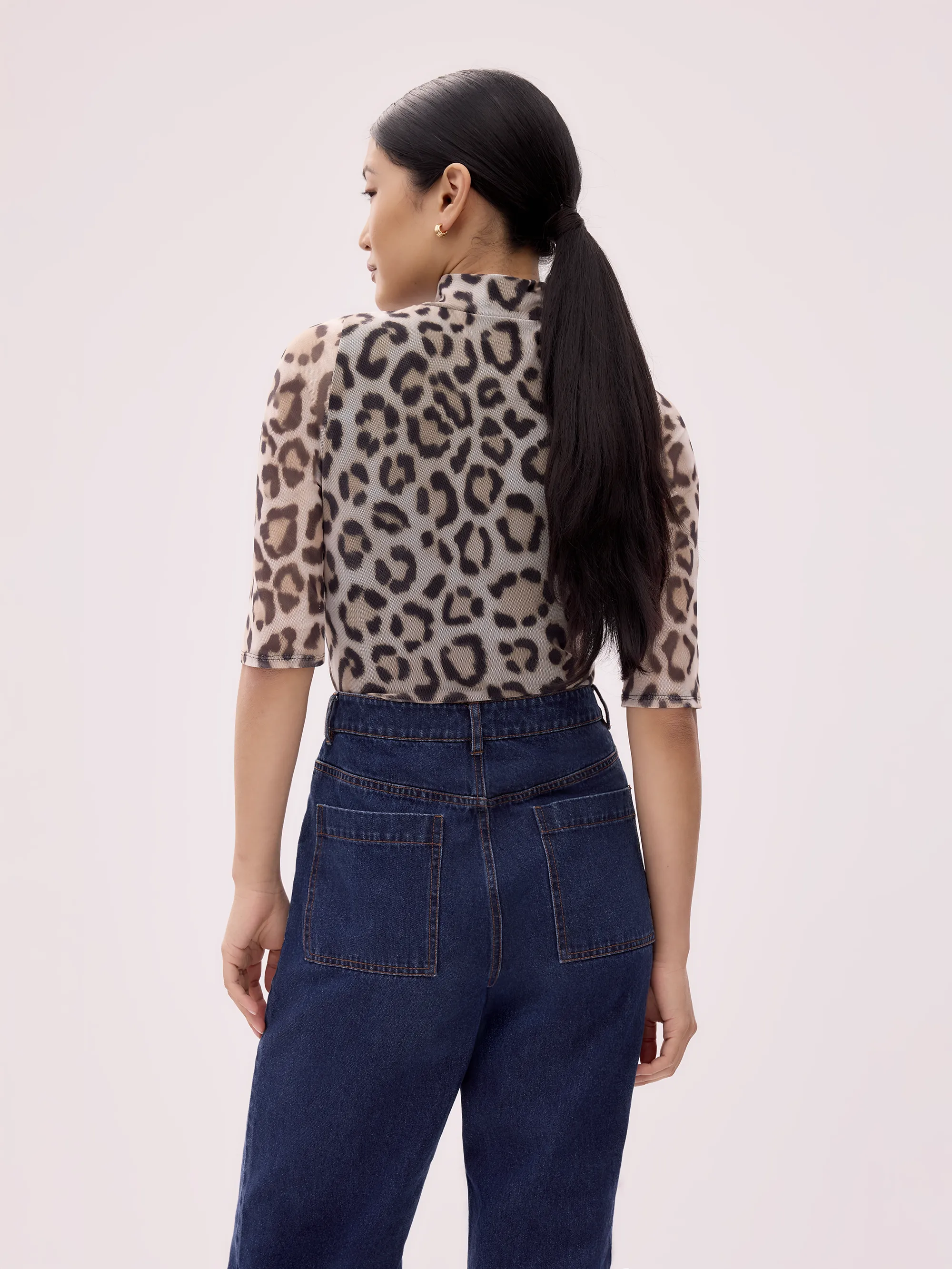 Brown Leopard Print Mesh Top - Image 6