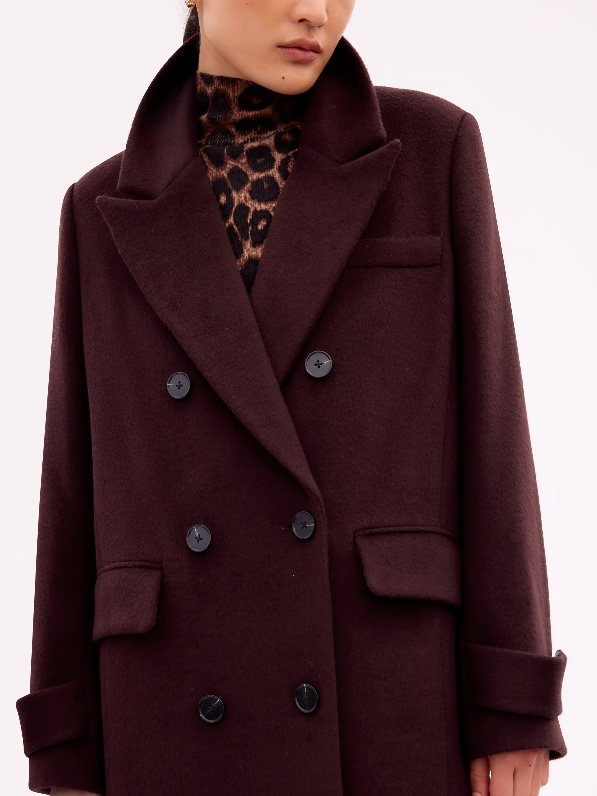 Bitter Chocolate Oversized Wool-Blend Coat - Image 4