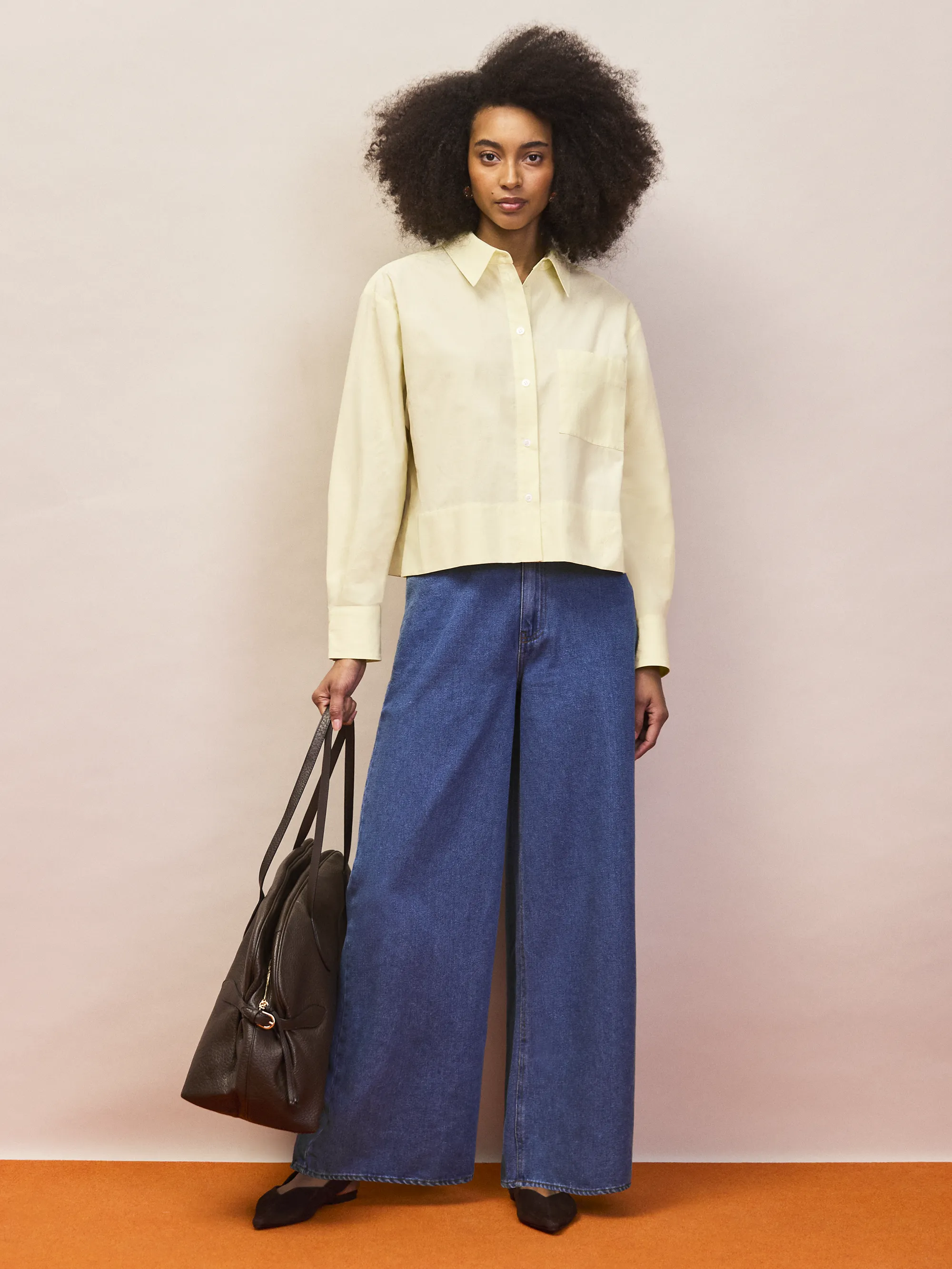 Buttermilk Cotton Poplin Cropped Shirt - Image 3