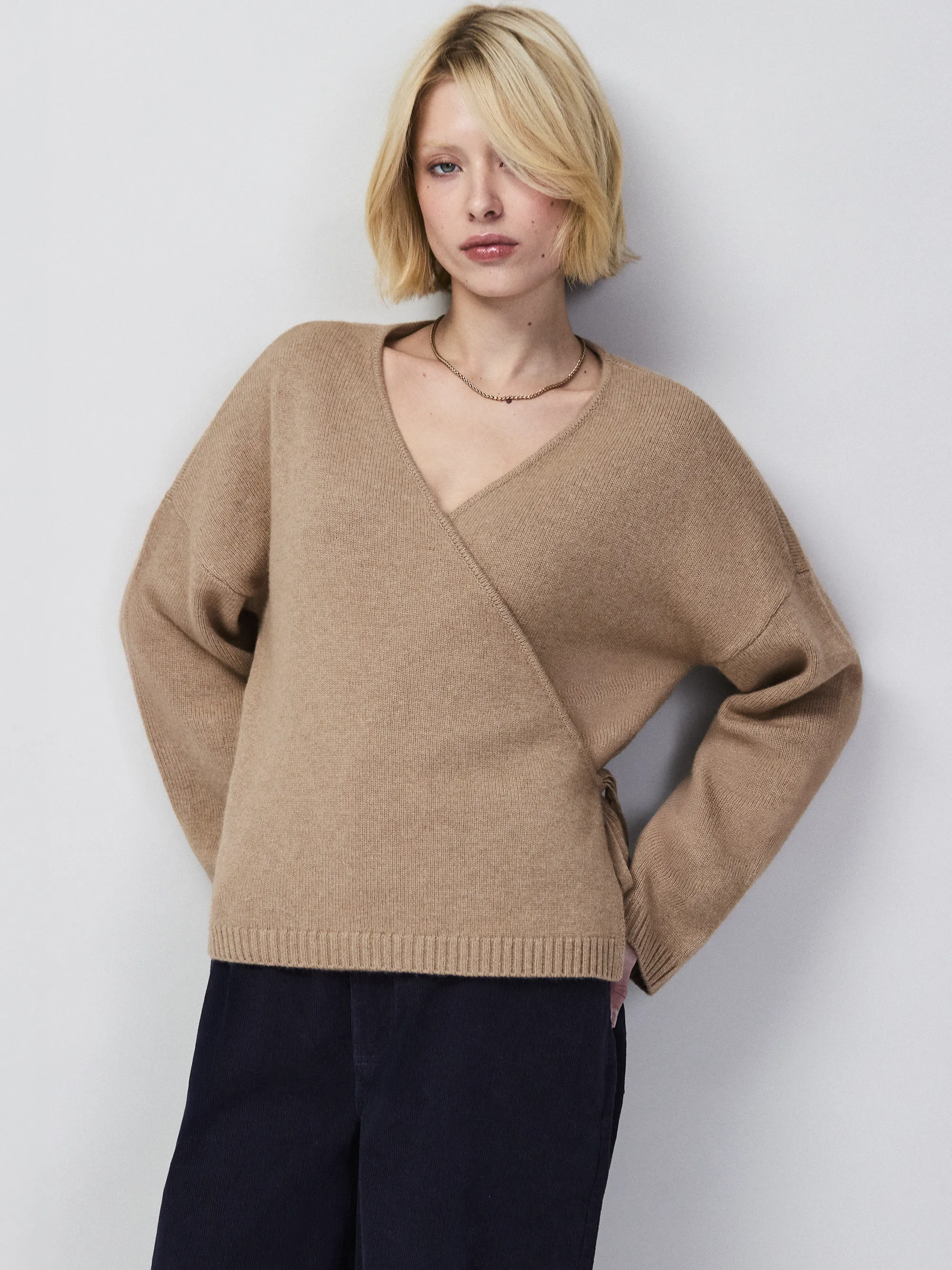 Camel Wrap Cardigan With Cashmere - Image 4
