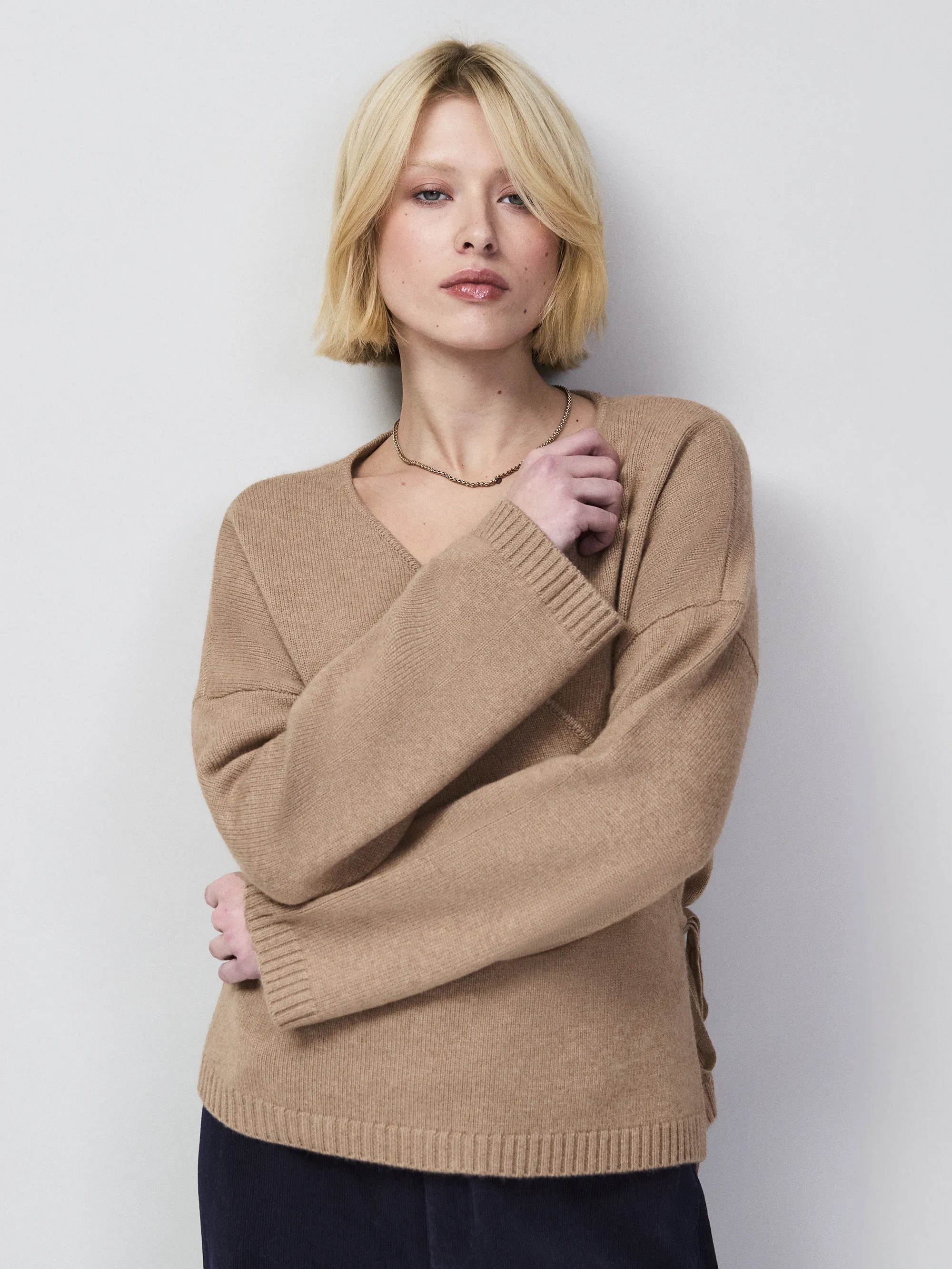 Camel Wrap Cardigan With Cashmere - Image 5