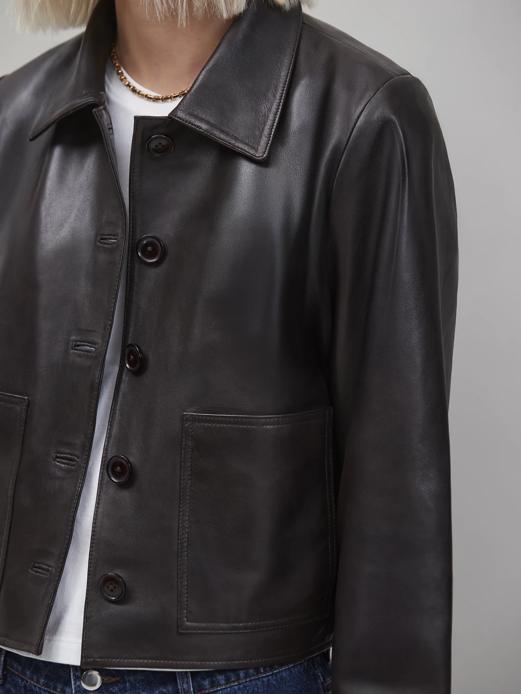 Chocolate Brown Leather Jacket - Image 4