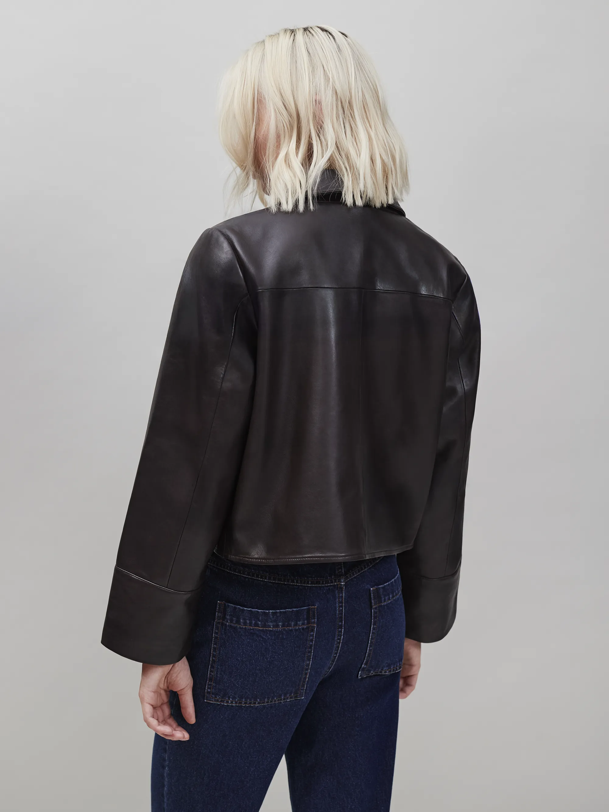 Chocolate Brown Leather Jacket - Image 5