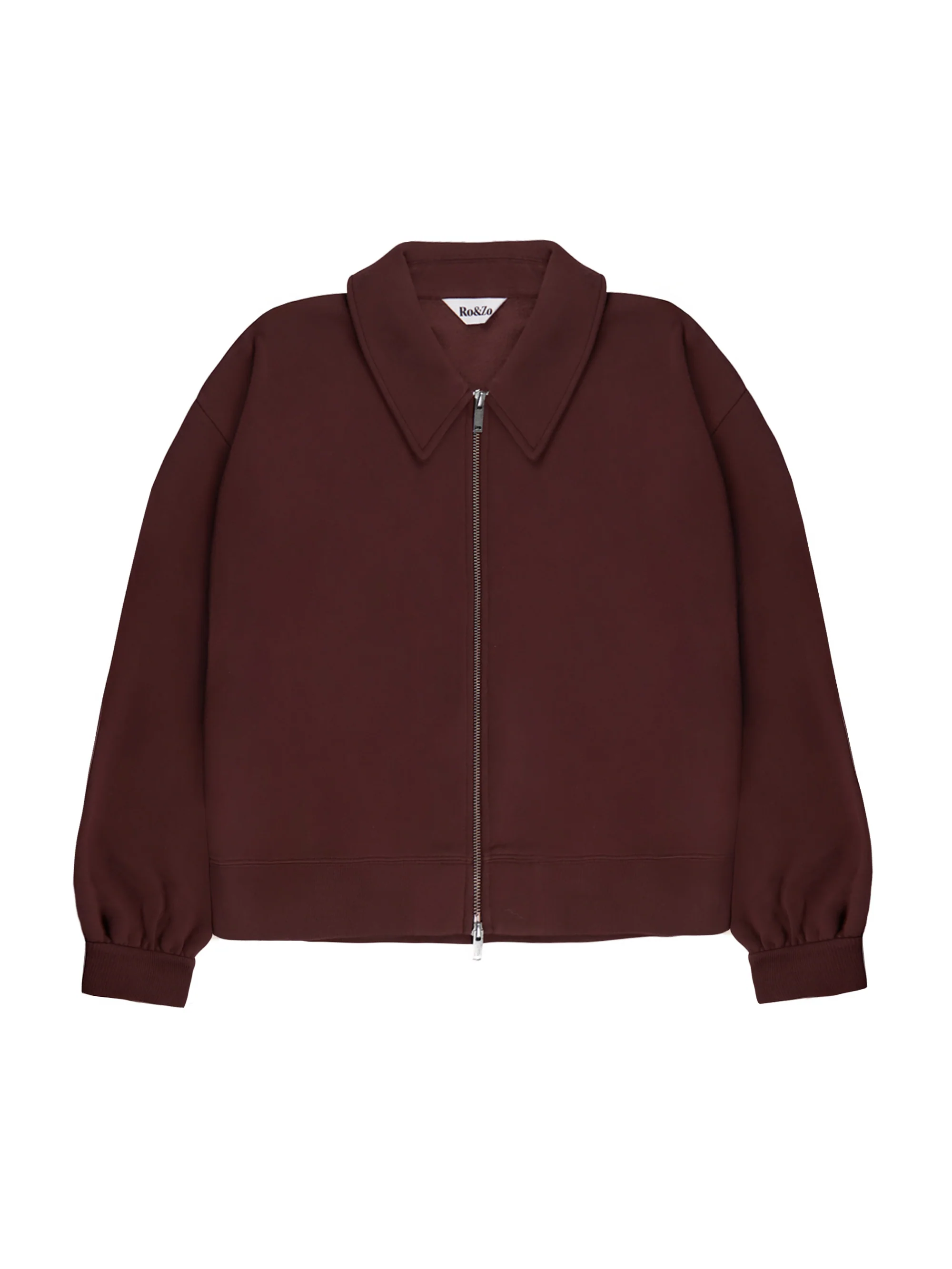 Chocolate-Brown Sweatshirt Bomber Jacket - Image 5