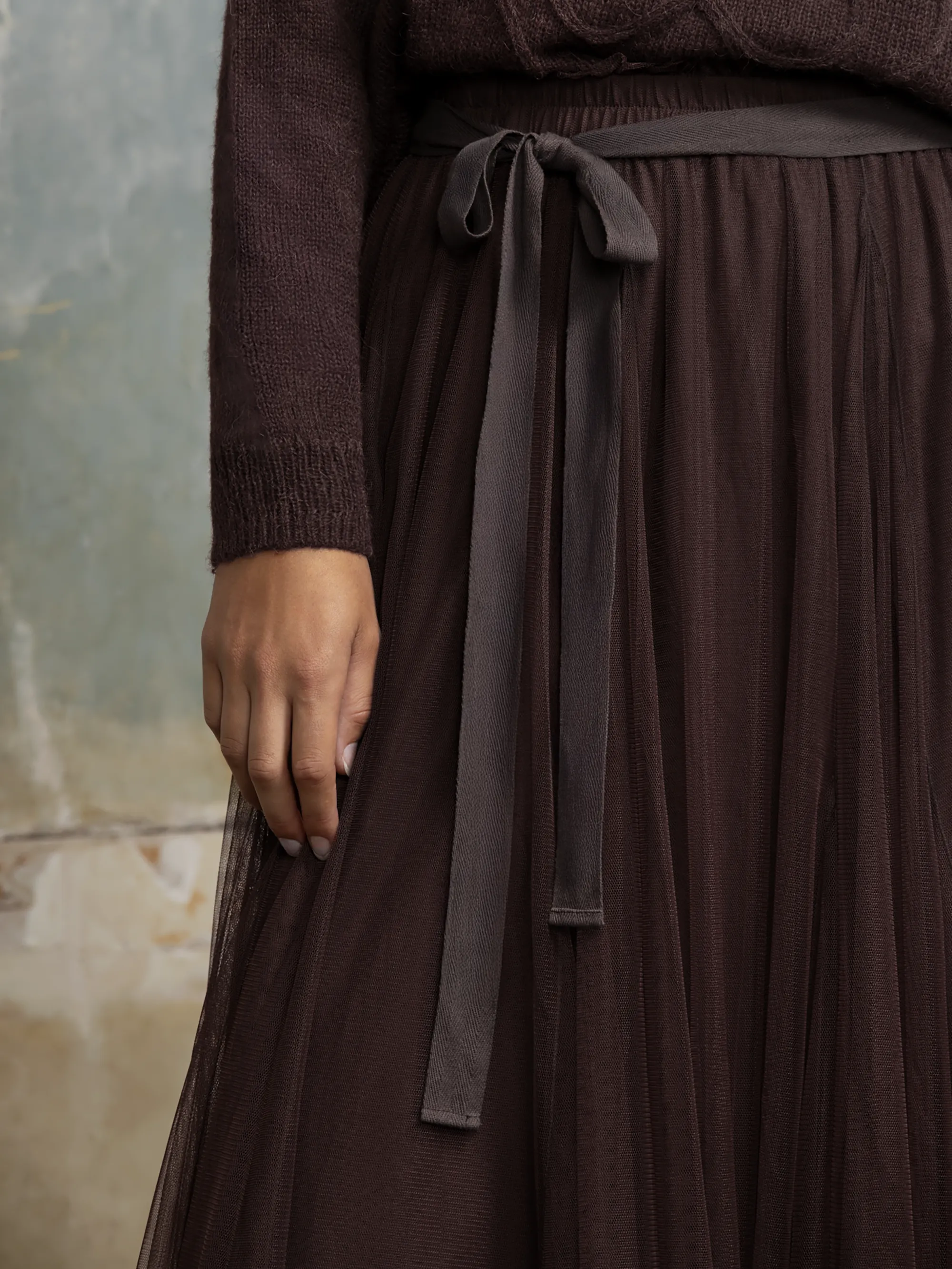 Chocolate Tulle Maxi Skirt - Image 3