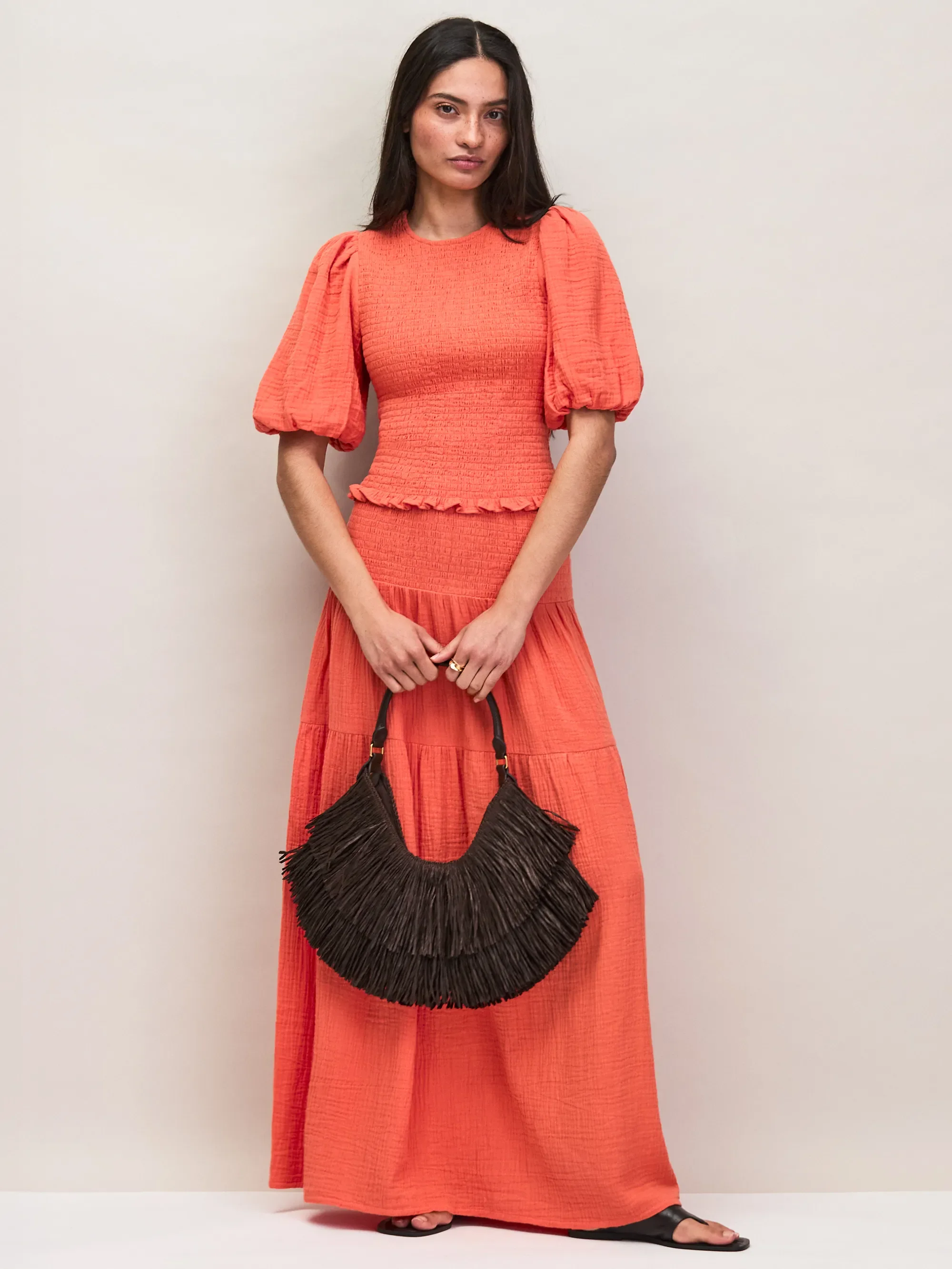 Coral Cheesecloth Shirred Top - Image 5