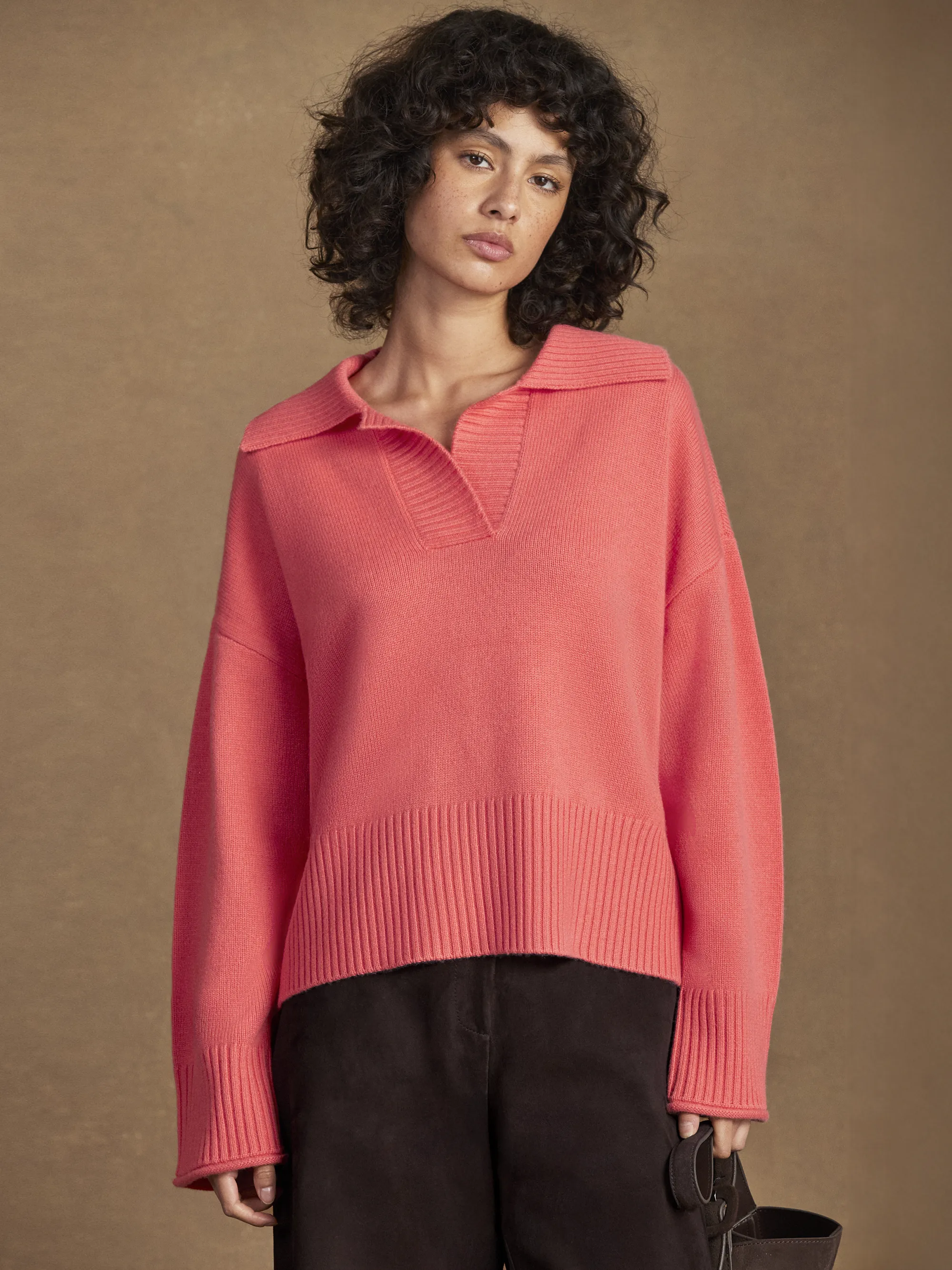 Coral Collar Jumper With Cashmere - Image 3