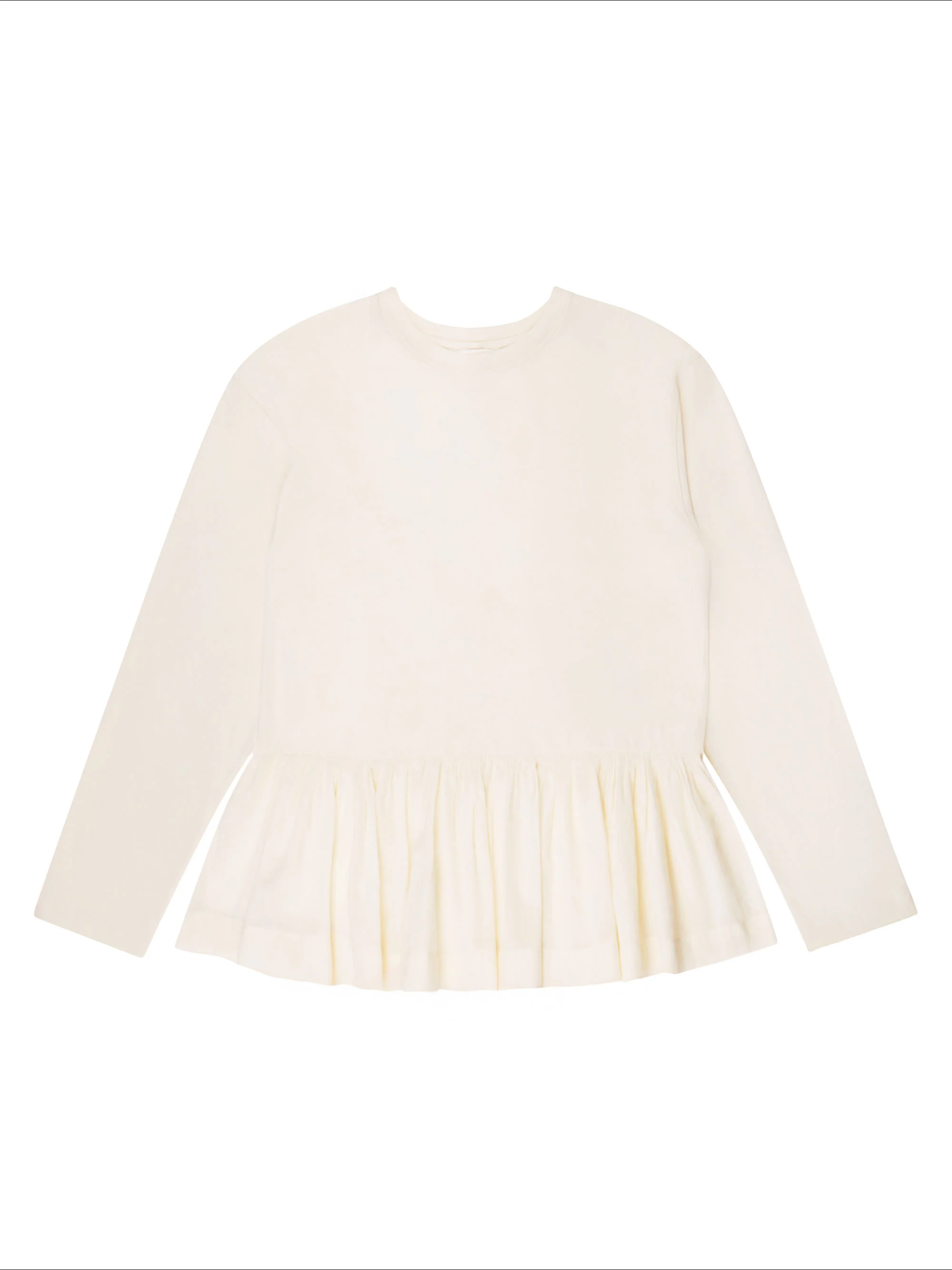 Cream Peplum-Hem Long-Sleeved Organic Cotton T-Shirt - Image 6
