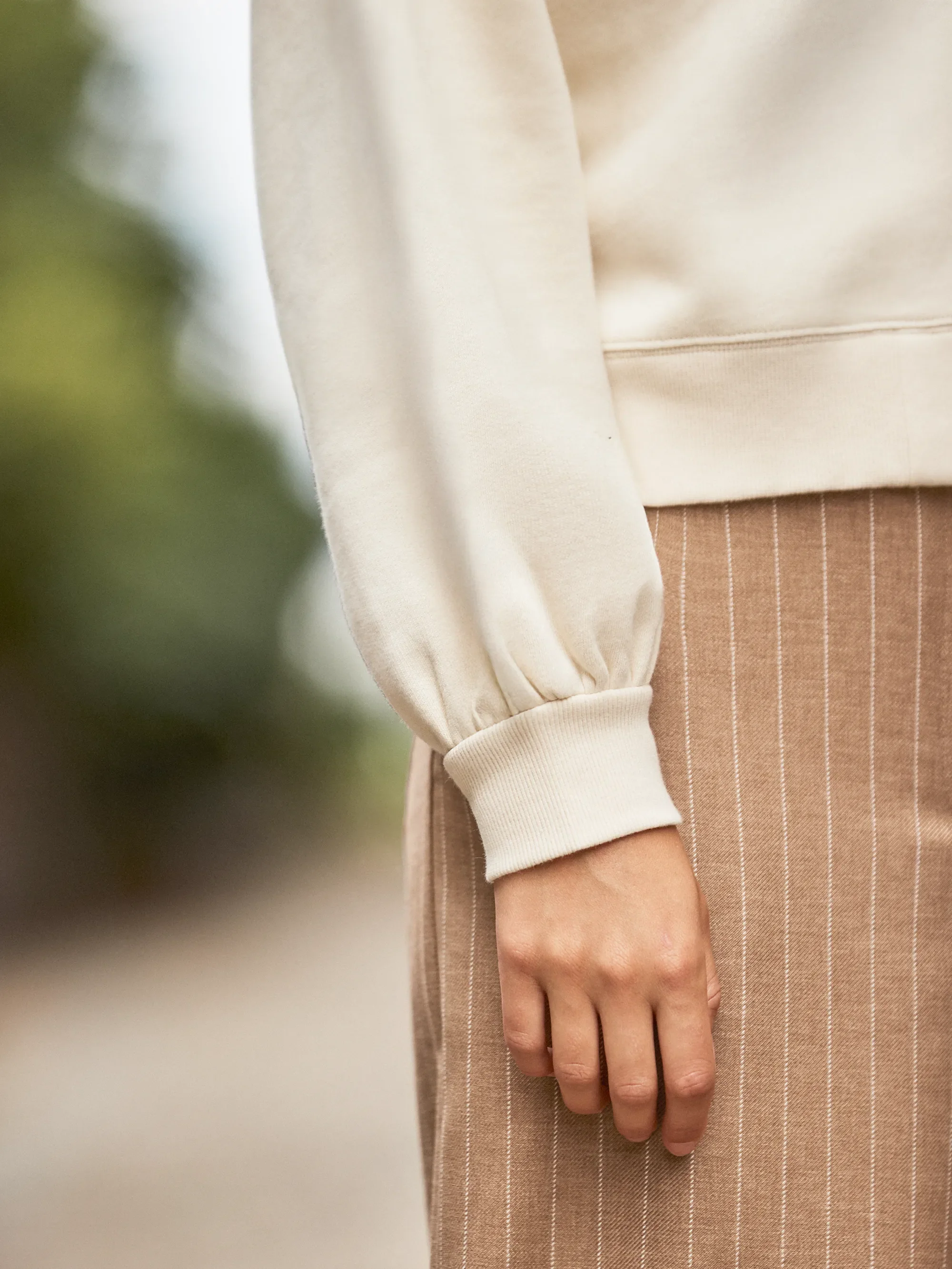 Cream Sweatshirt Bomber Jacket - Image 4