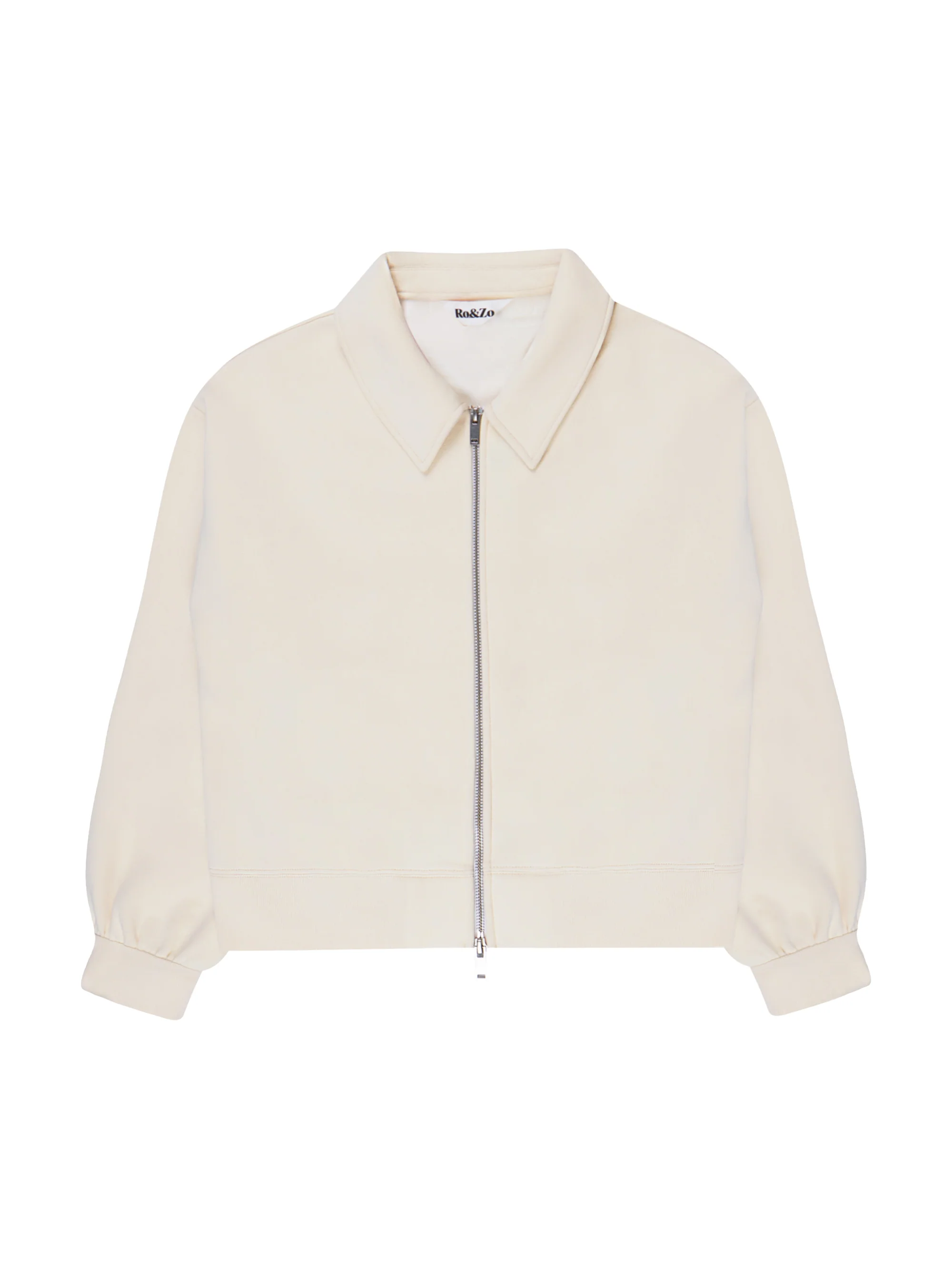 Cream Sweatshirt Bomber Jacket - Image 6
