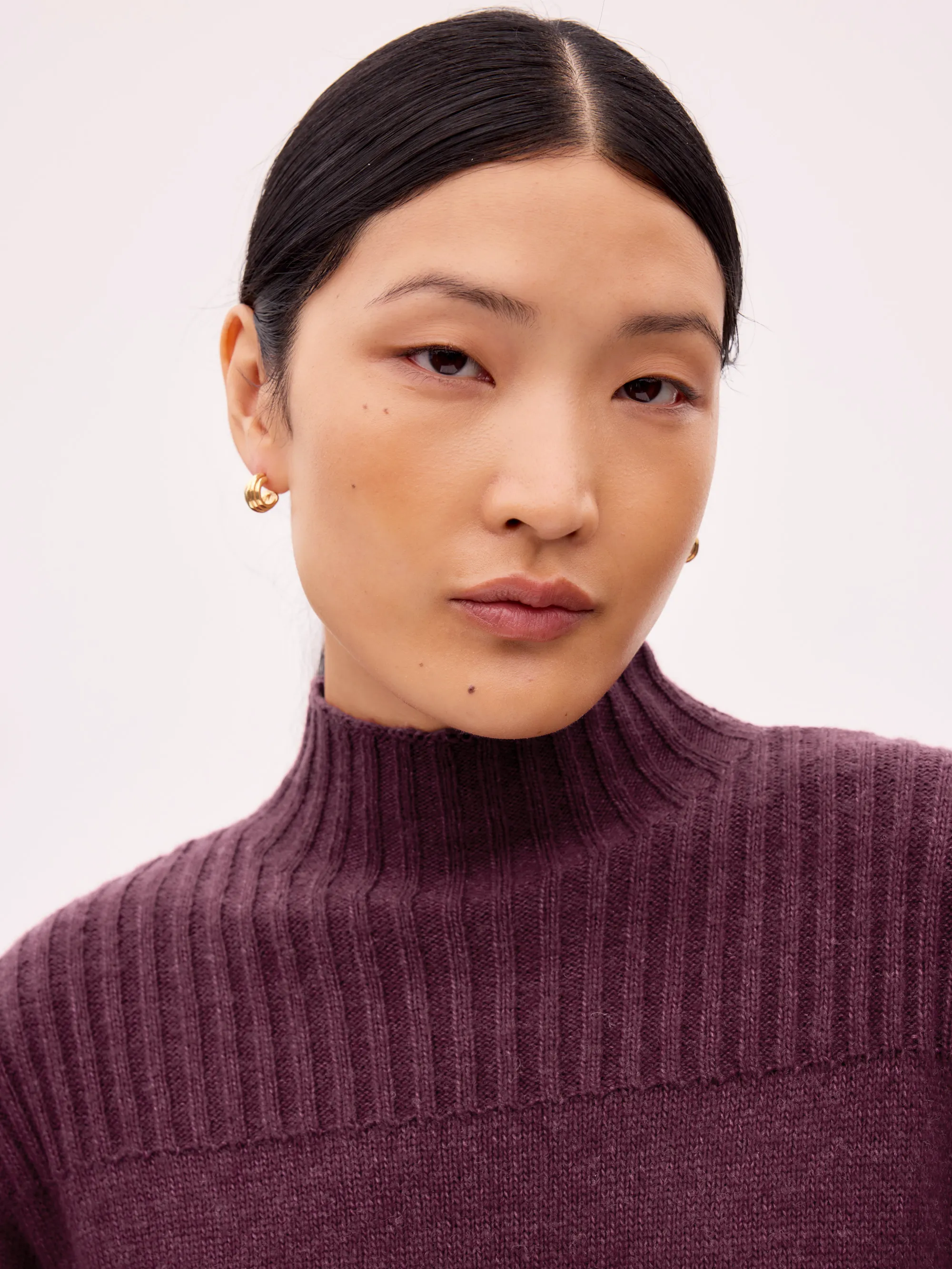 Burgundy Rib Knit High Neck Dress - Image 4