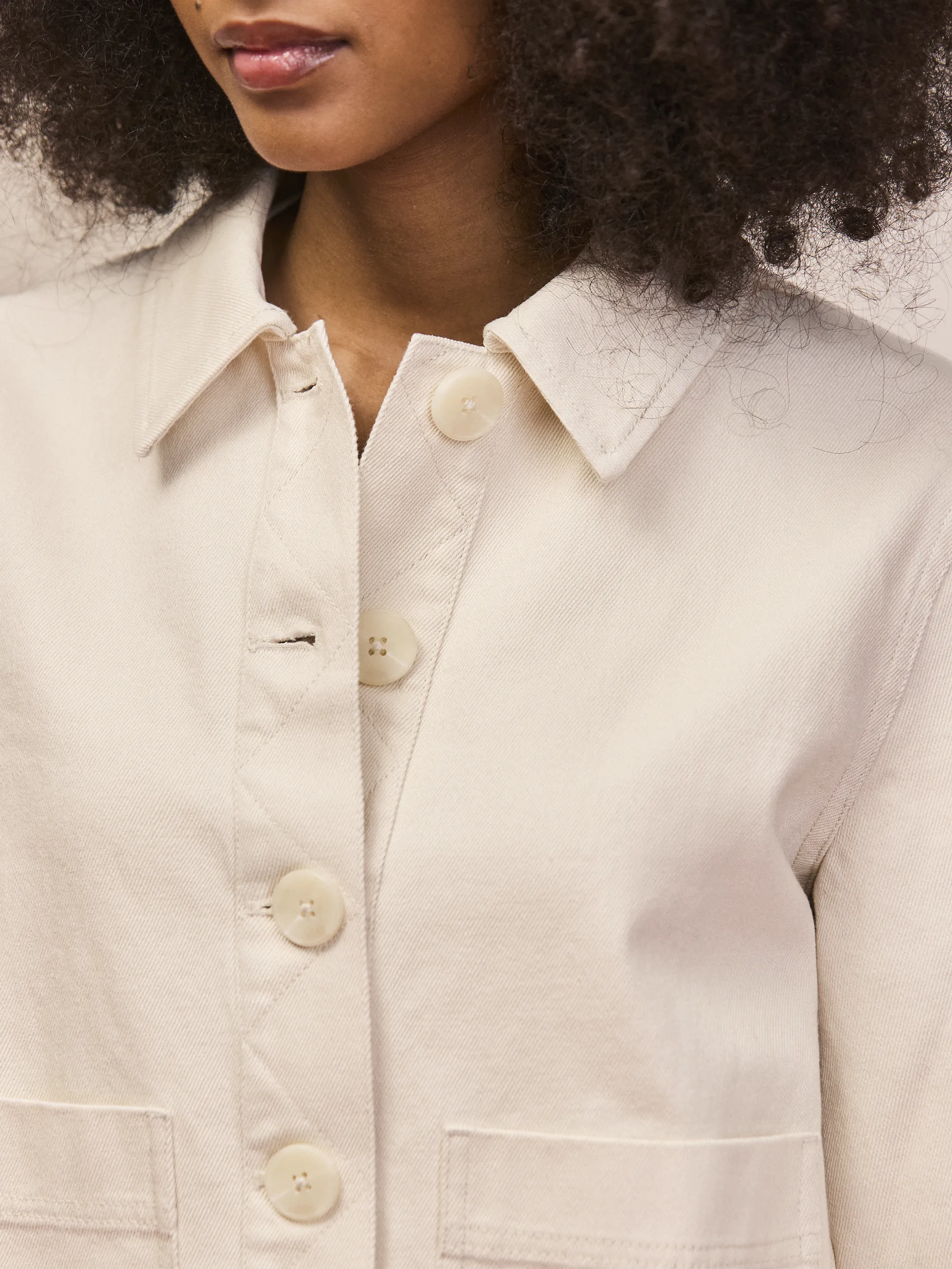 Ecru Cotton Twill Denim Jacket - Image 4