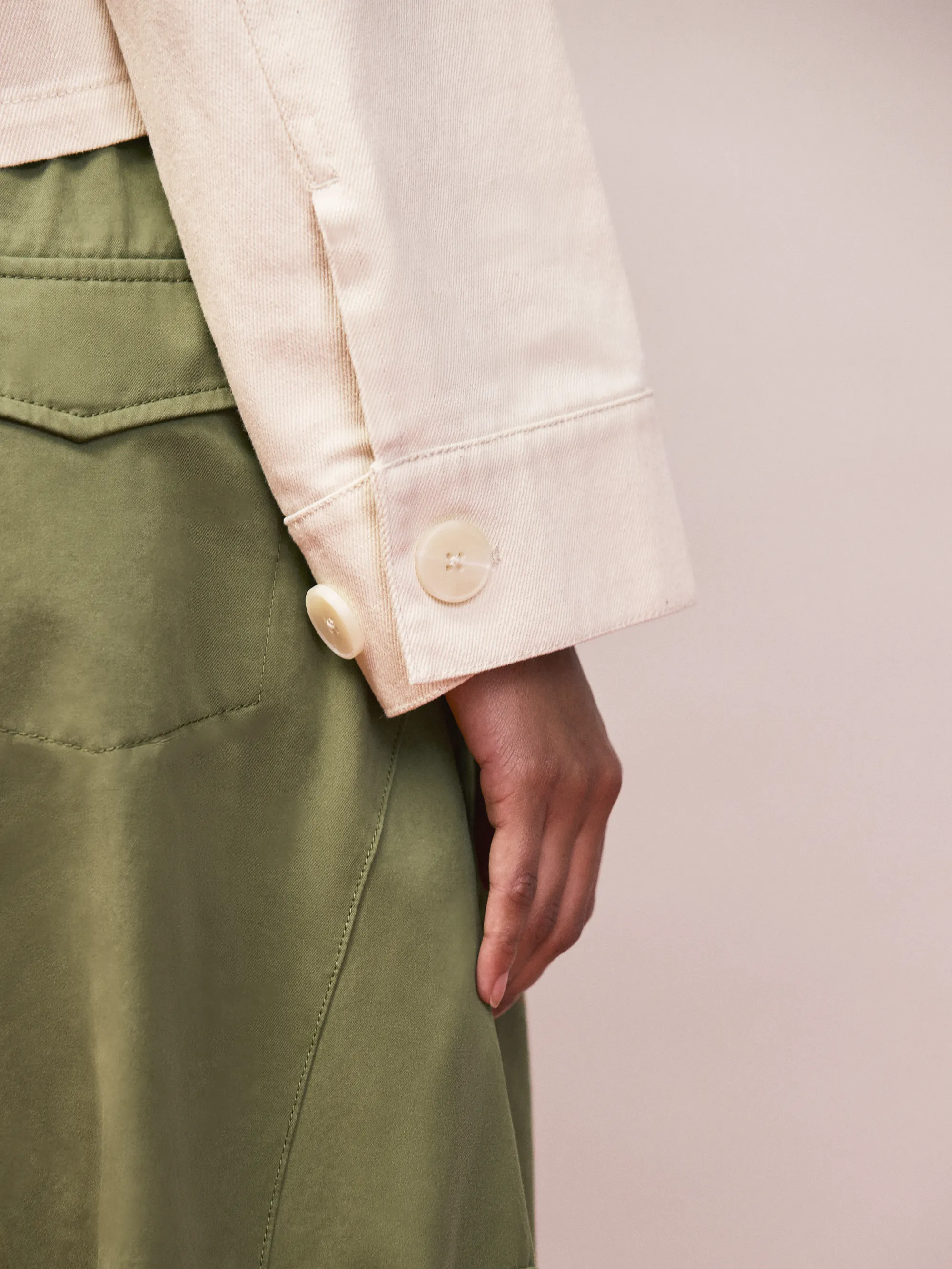 Ecru Cotton Twill Denim Jacket - Image 5