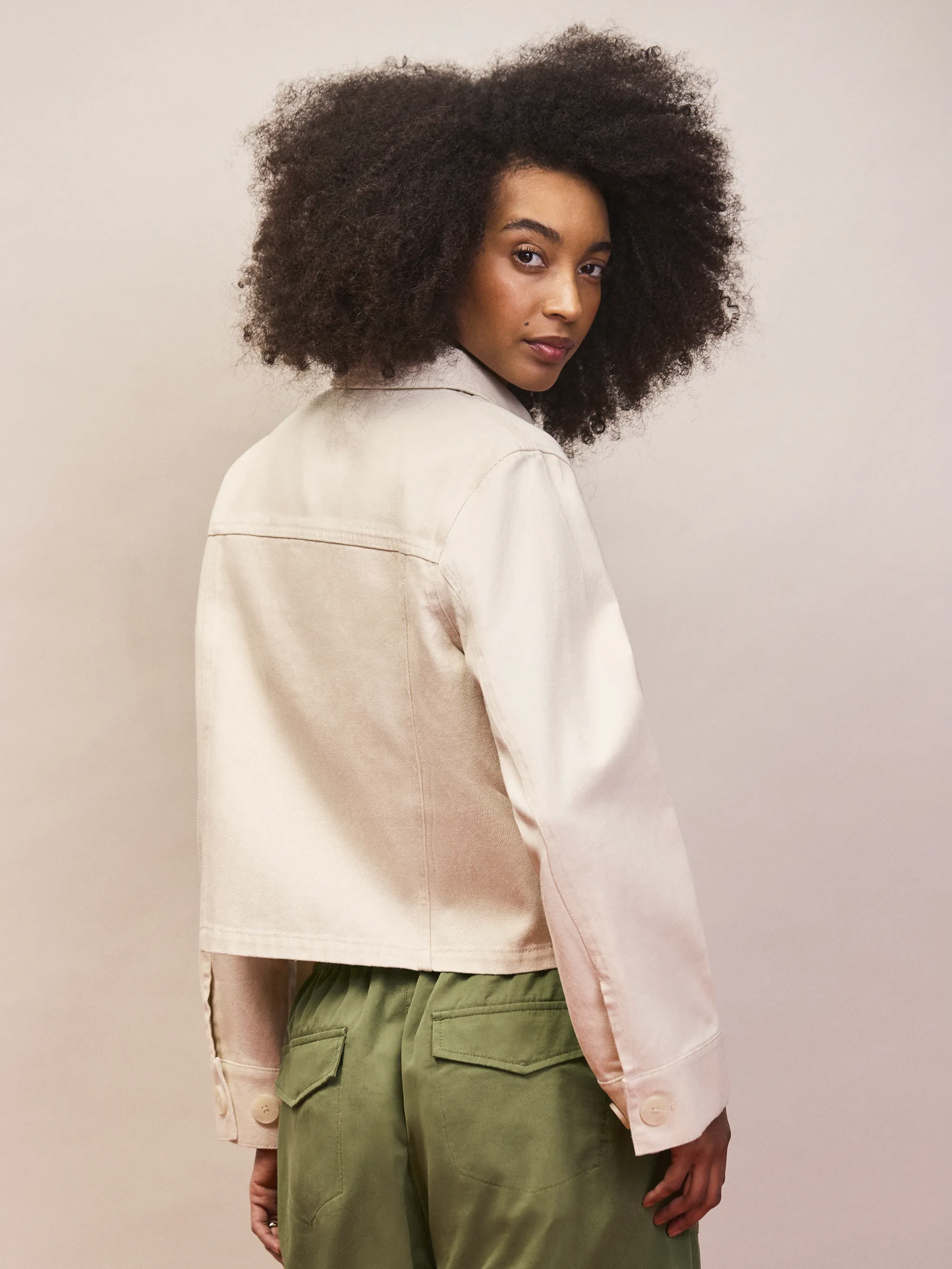 Ecru Cotton Twill Denim Jacket - Image 6