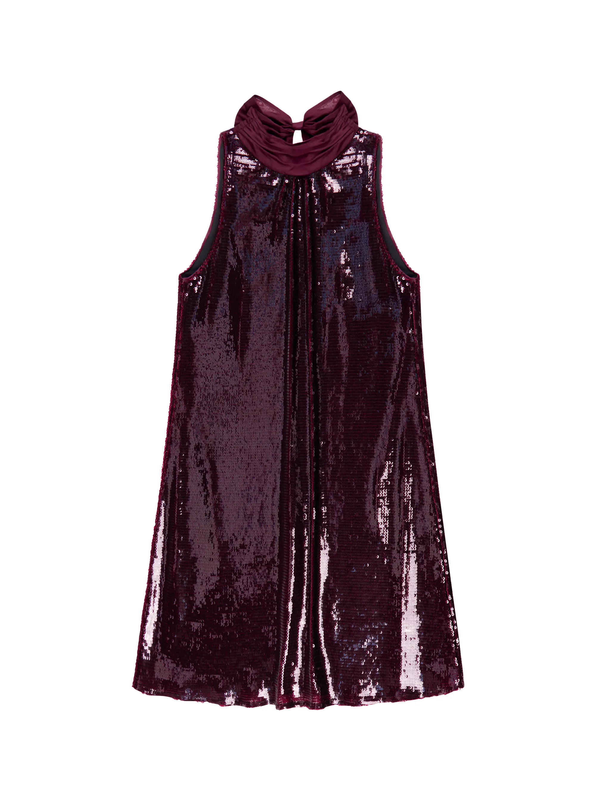 Petite Freya Wine Red Sequinned Halterneck Mini Dress - Image 6