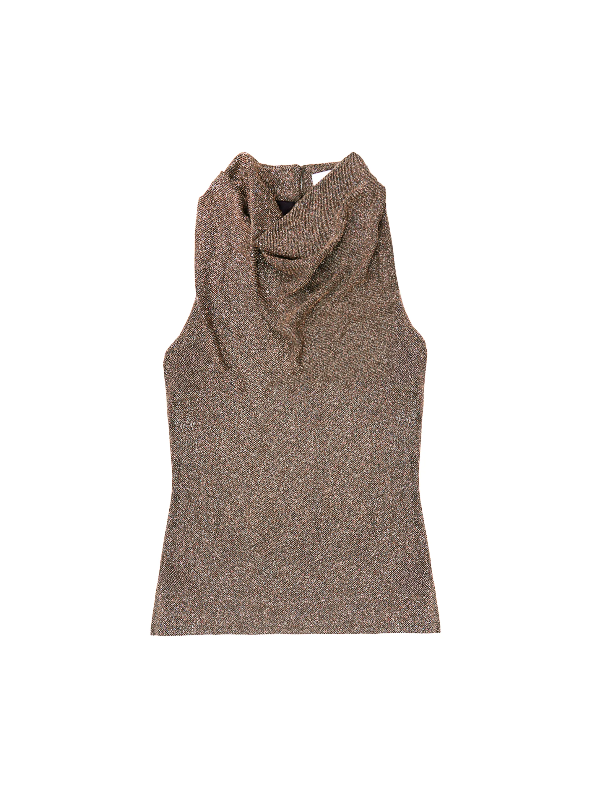 Gold Sparkle Jersey Cowl Top - Image 5