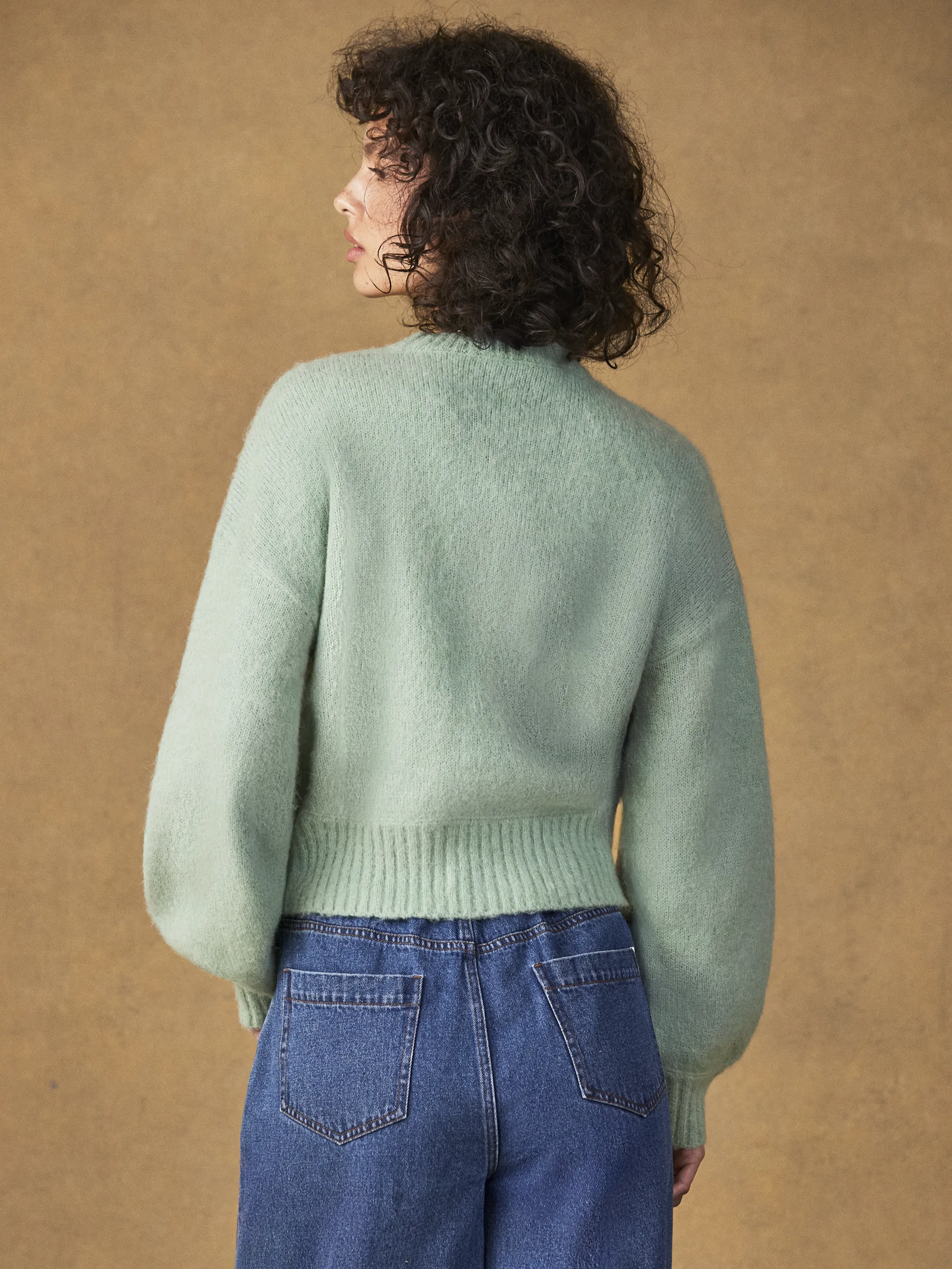 Green Cropped Jumper With Alpaca - Image 6