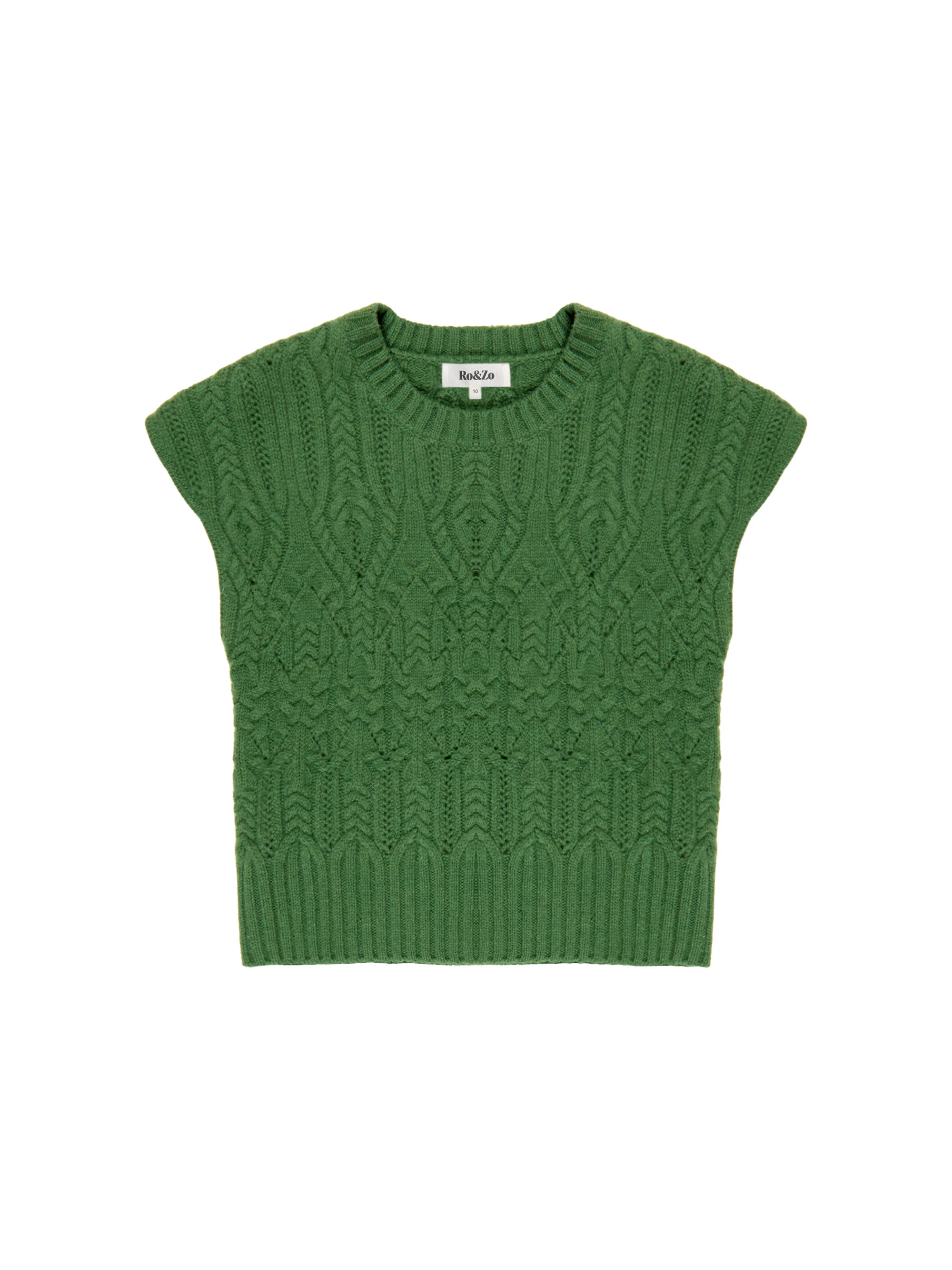 Green Cable Knit Wool Cap Sleeve Jumper - Image 5