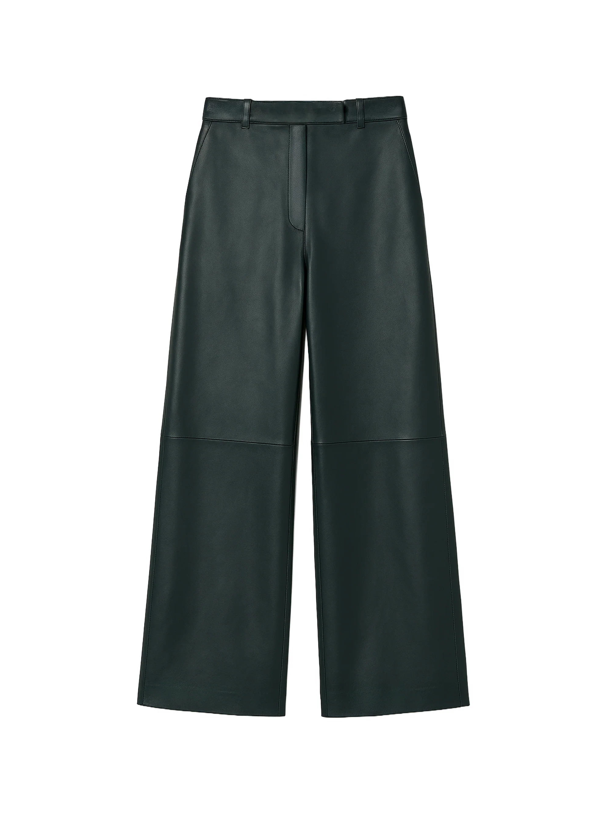 Dark-Green Leather Wide-Leg Trousers - Image 7