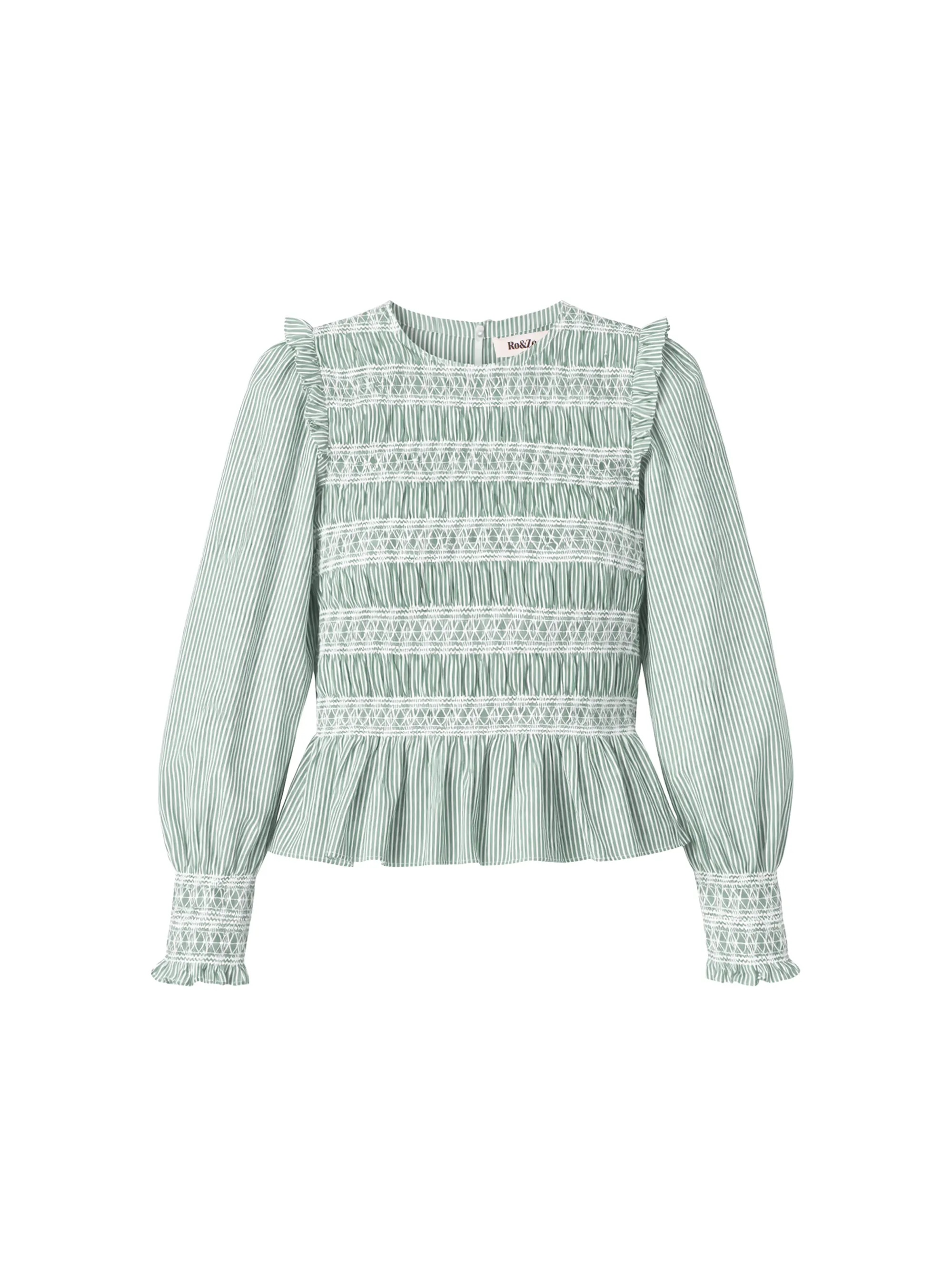 Green Stripe Shirred Blouse - Image 4