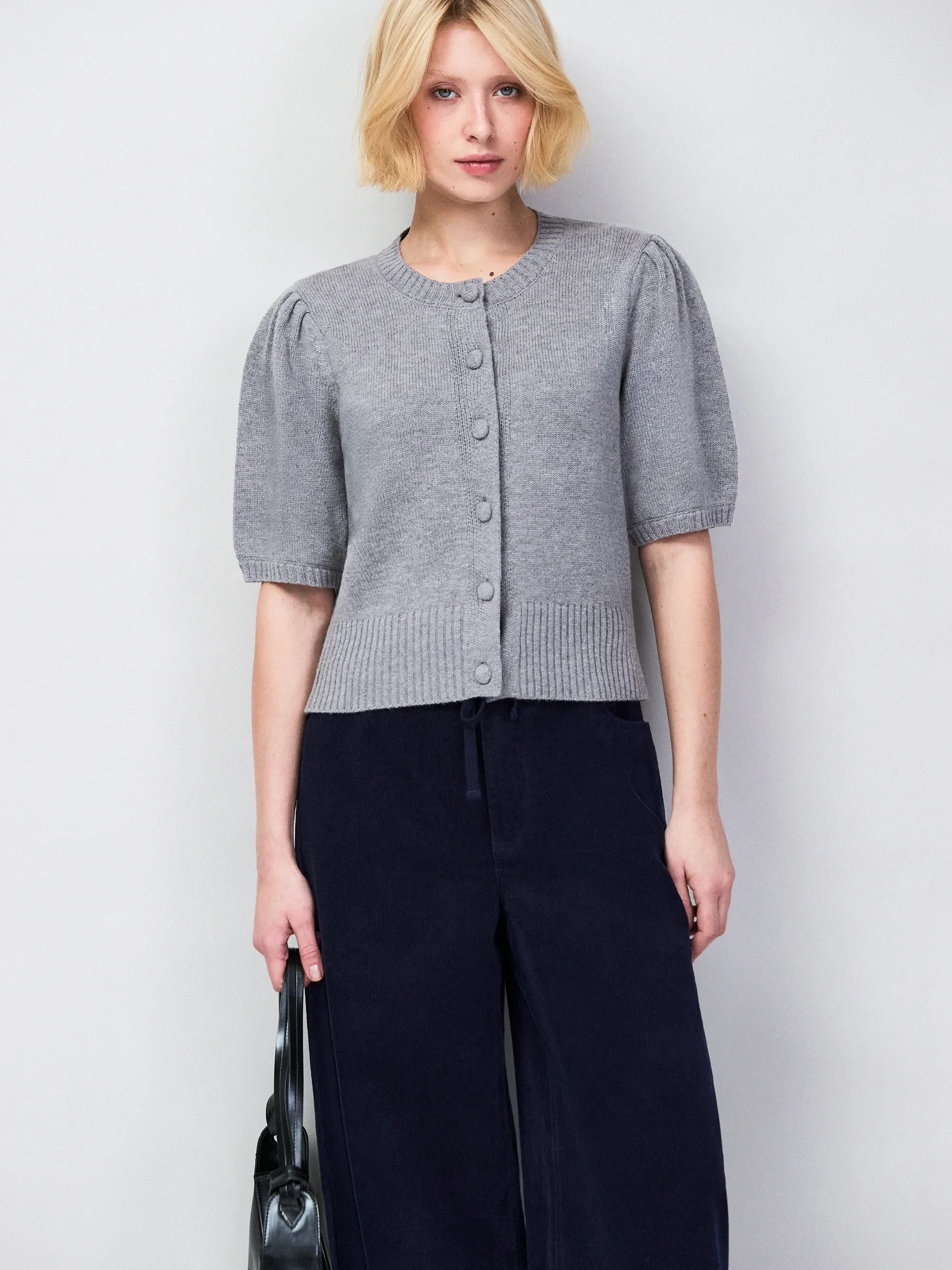 Grey Button Front Cardigan With Wool And Cashmere - Image 3