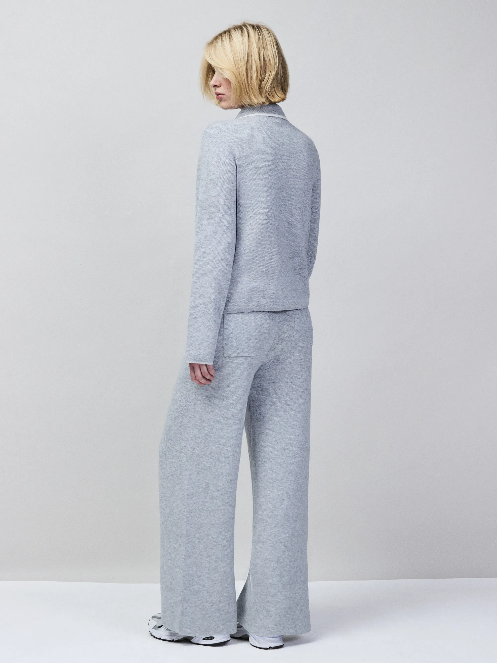 Grey Knit Zip Front Jacket With Wool - Image 6