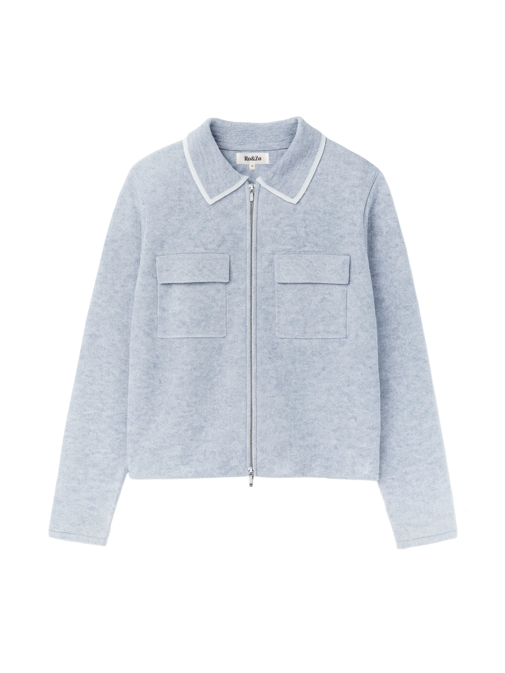 Grey Knit Zip Front Jacket With Wool - Image 7
