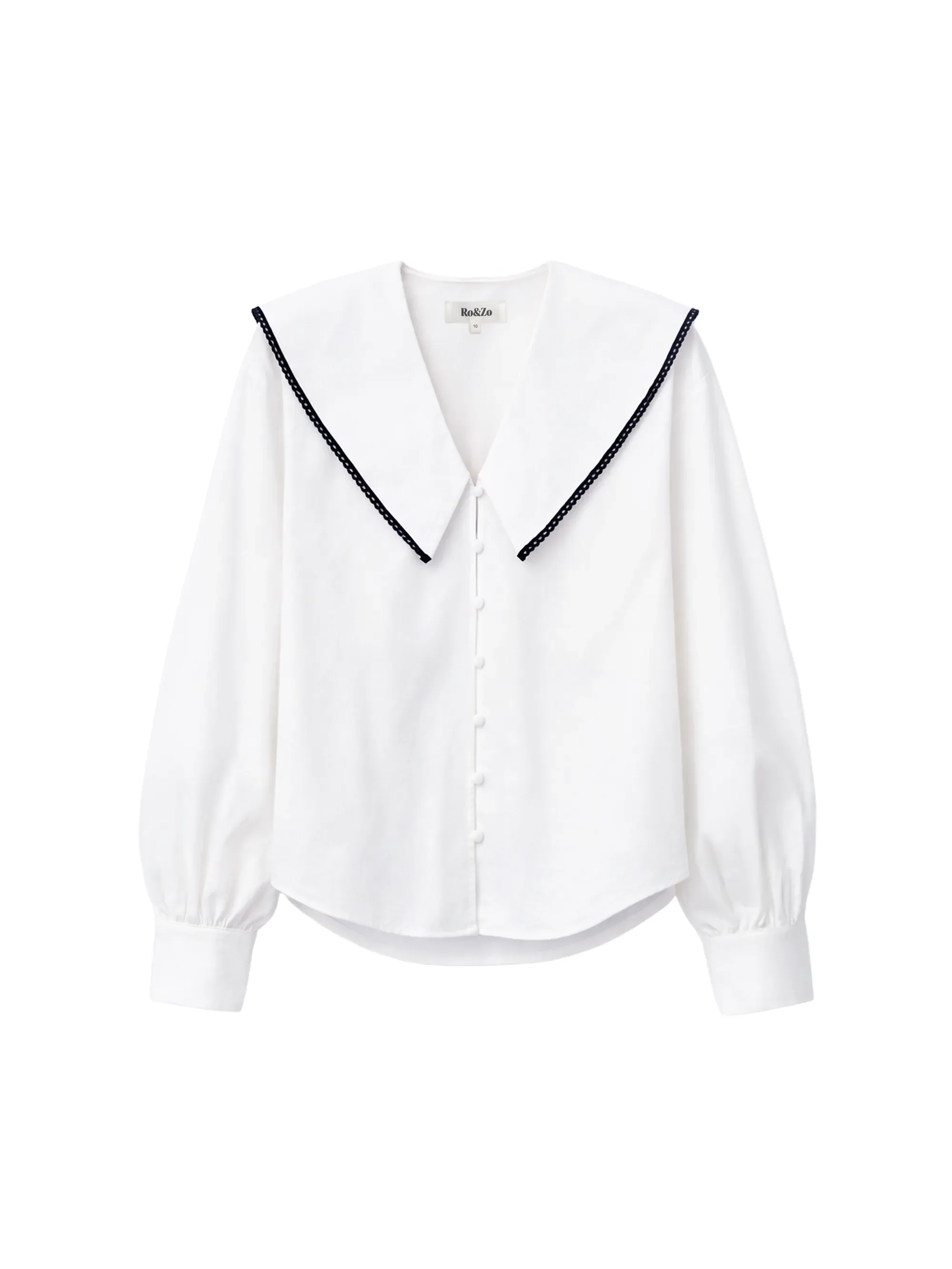 White Cotton Statement Collar Shirt - Image 6