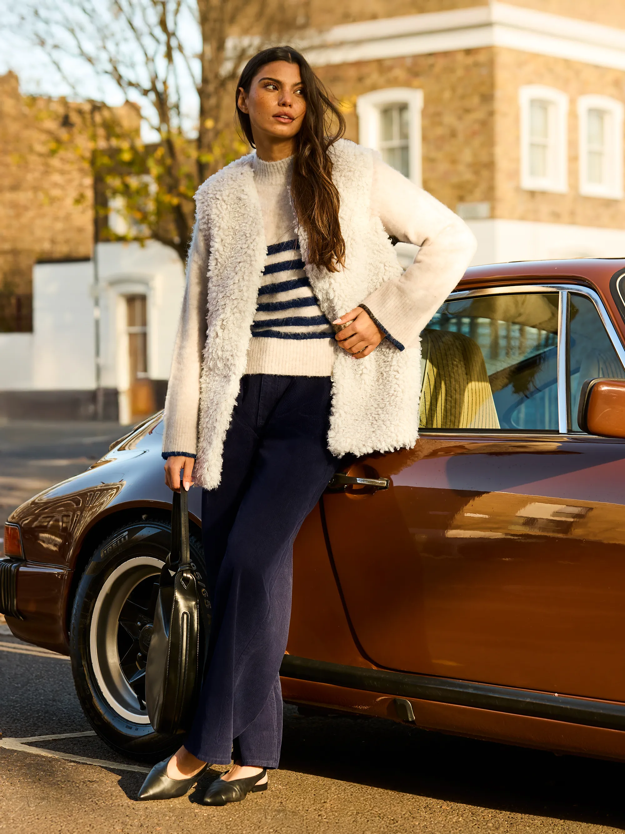 Ivory Faux Shearling Longline Gilet - Image 3