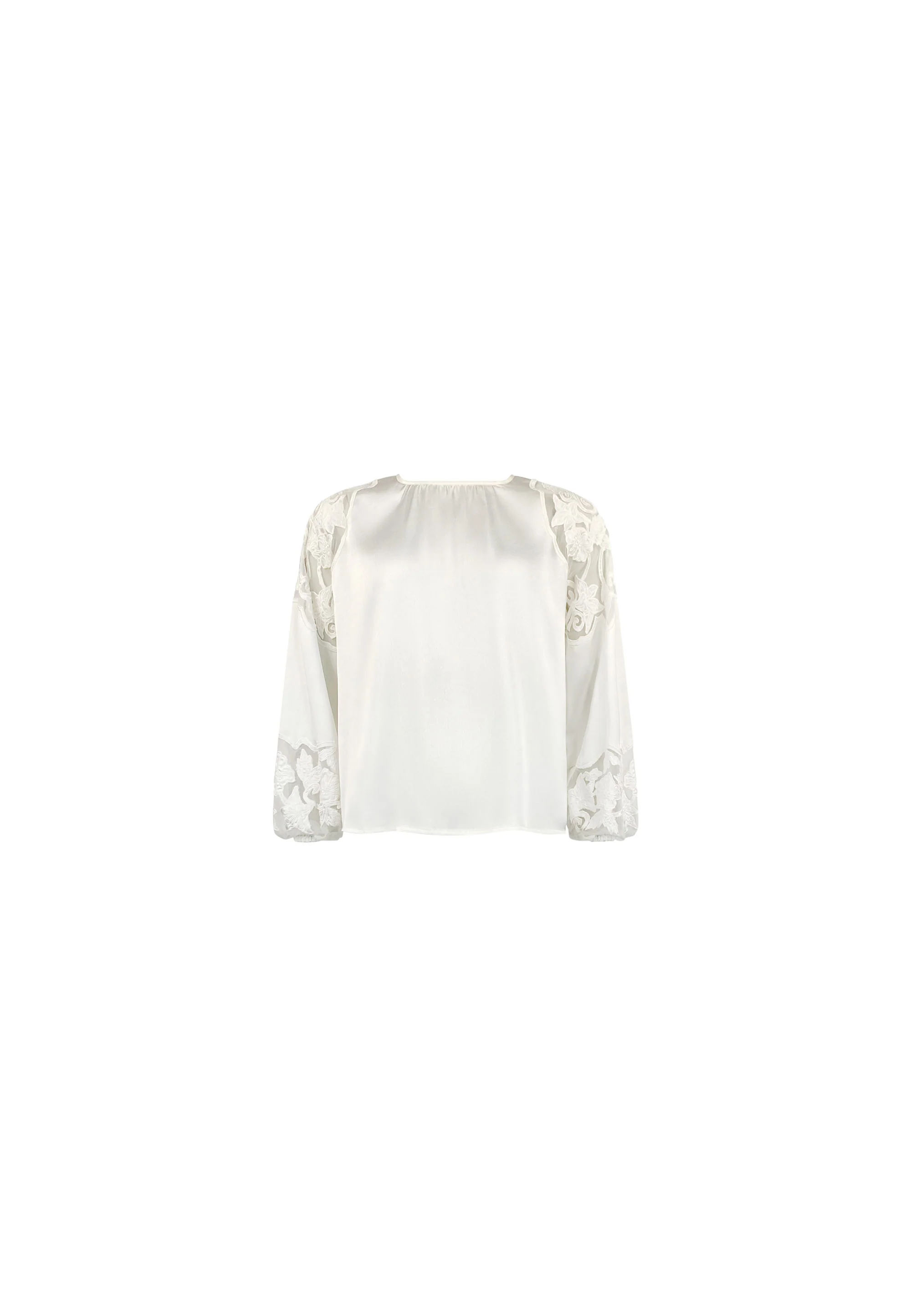 Ivory Satin Lace Insert Blouse - Image 4