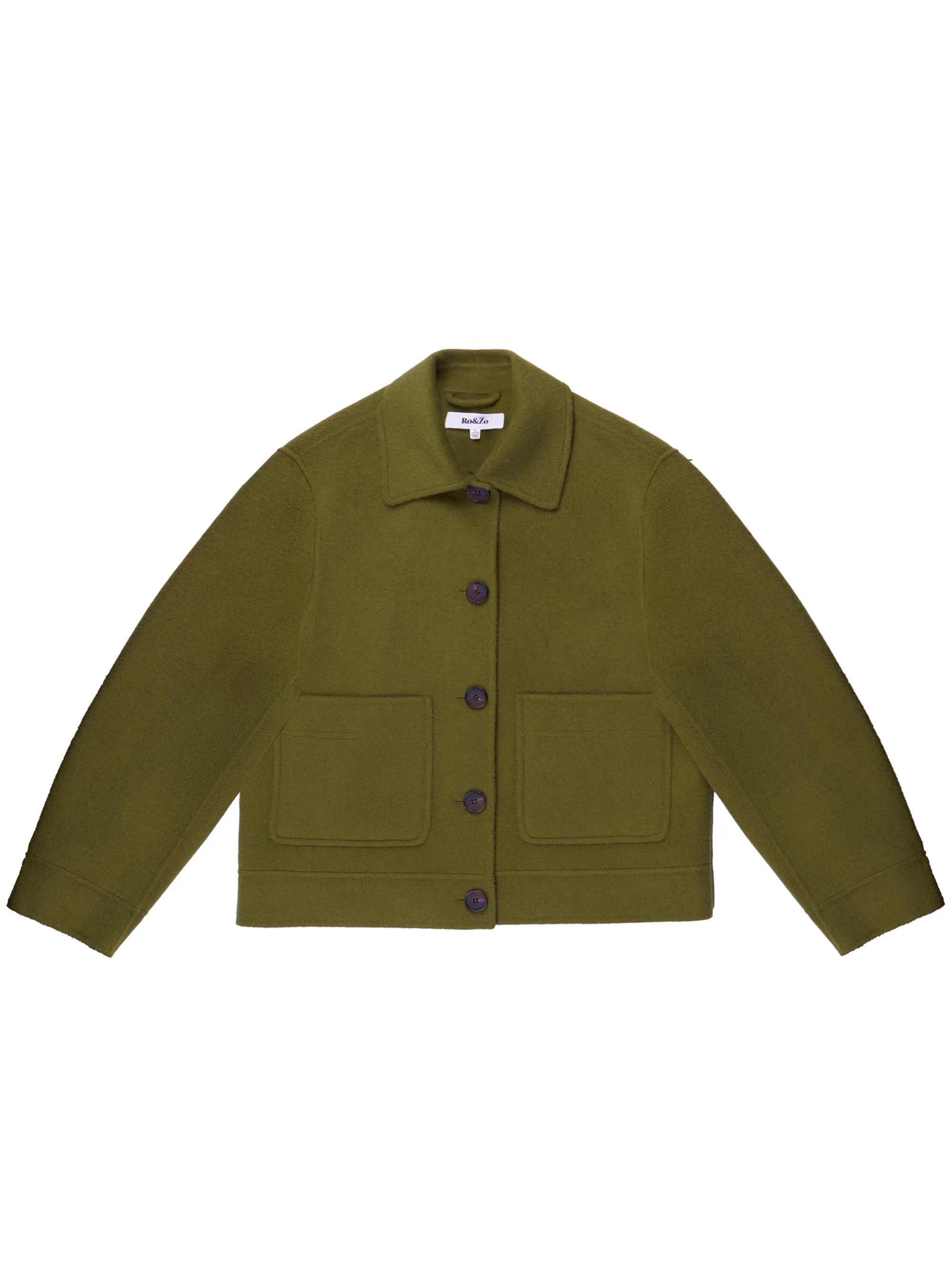 Khaki Double-Faced Boxy Jacket with Wool - Image 7