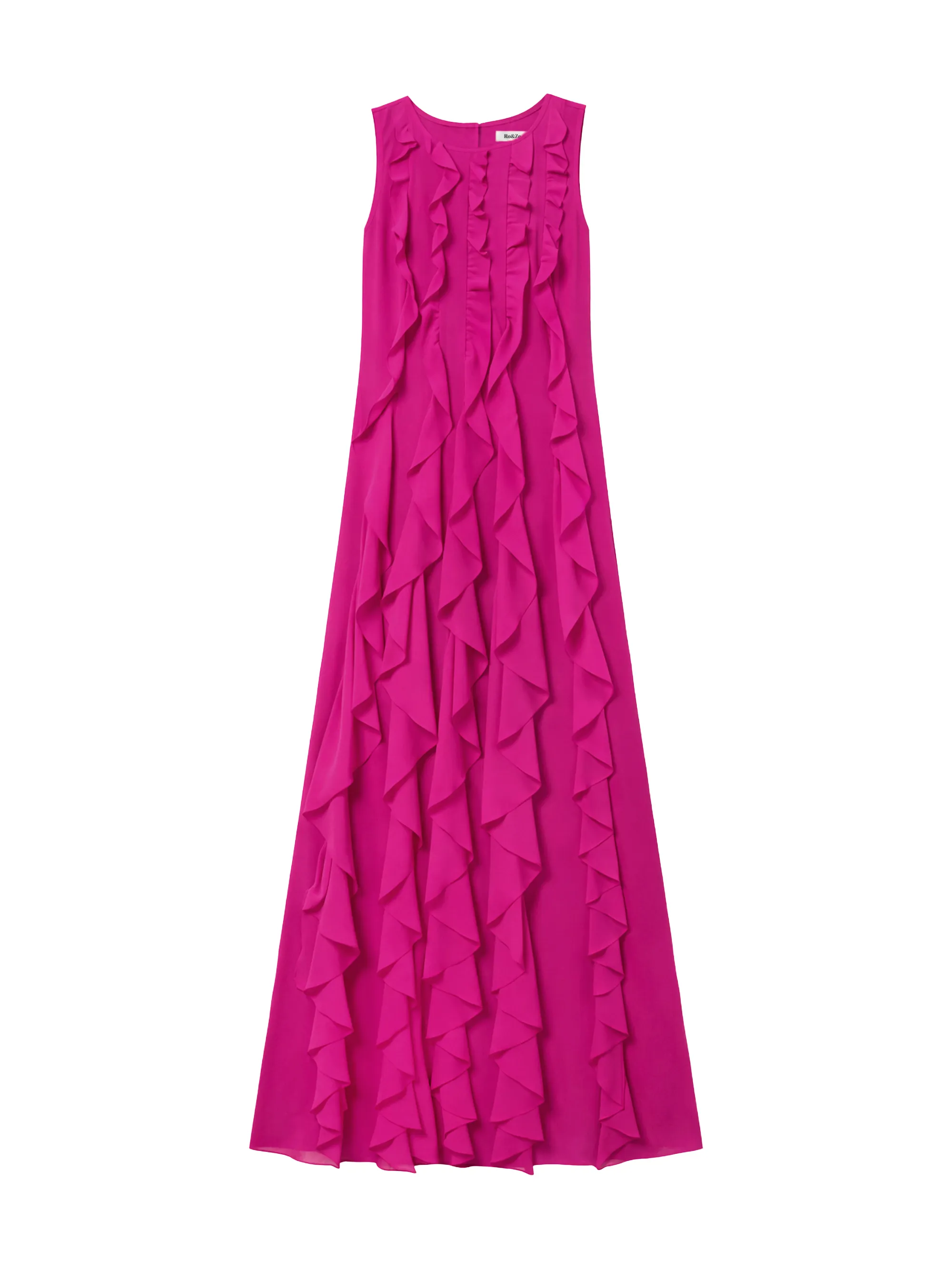 Petite Leonor Pink Chiffon Waterfall Frill Maxi Dress - Image 4