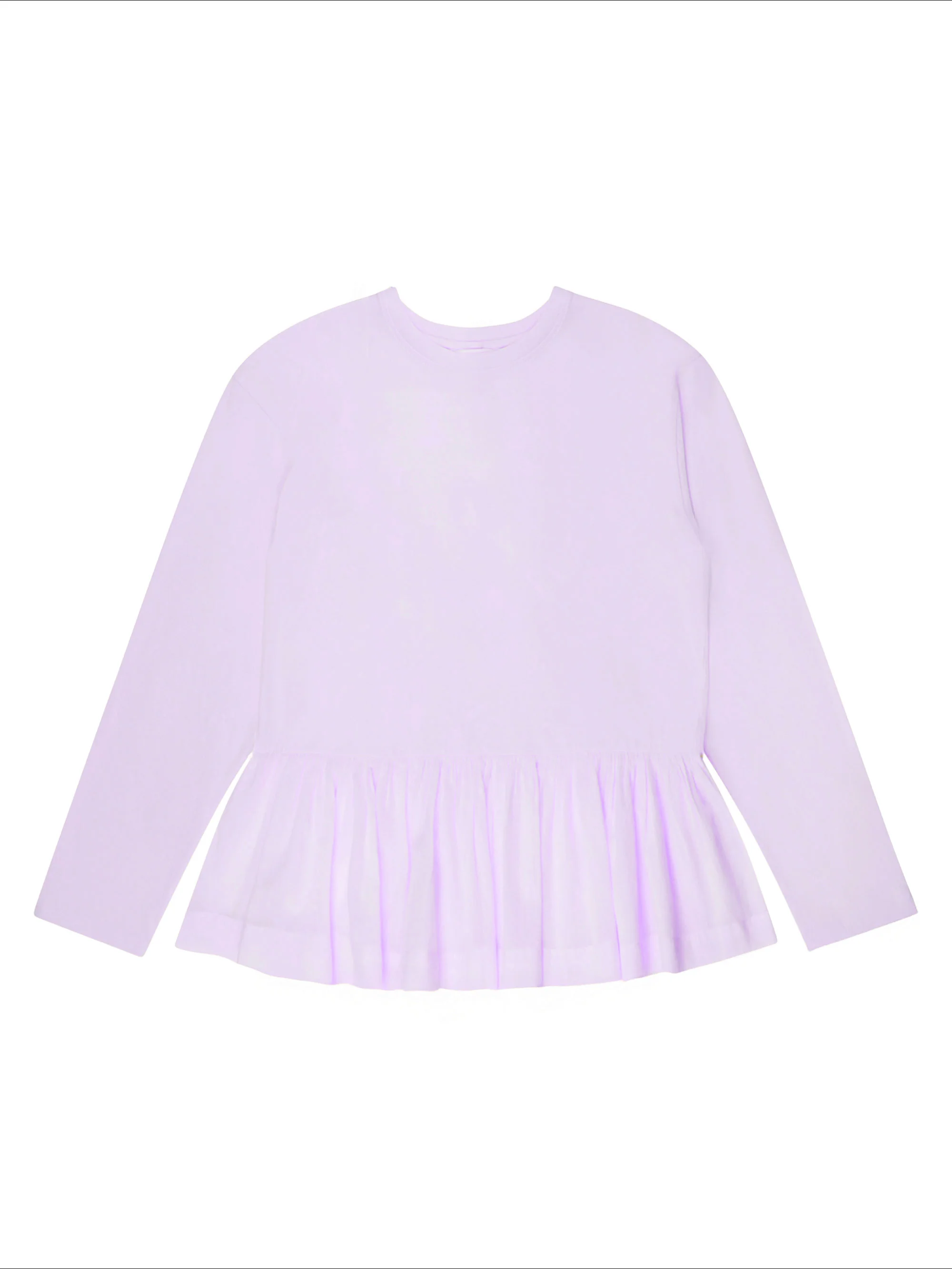 Lilac Peplum-Hem Long-Sleeved Organic Cotton T-Shirt - Image 5